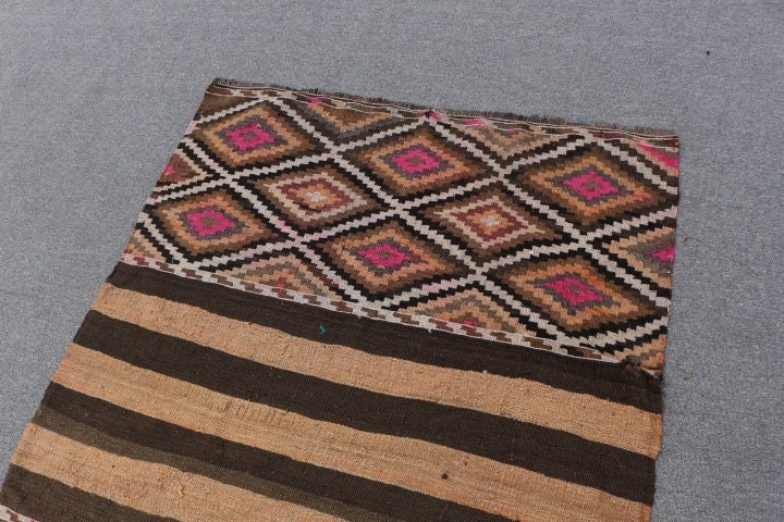 Giriş Halıları, Kahverengi Soğuk Halı, Kilim, Vintage Halı, Mutfak Halıları, Türk Halısı, 3,7x5,4 ft Accent Halı, Yer Halıları, Boho Halıları, Yatak Odası Halıları