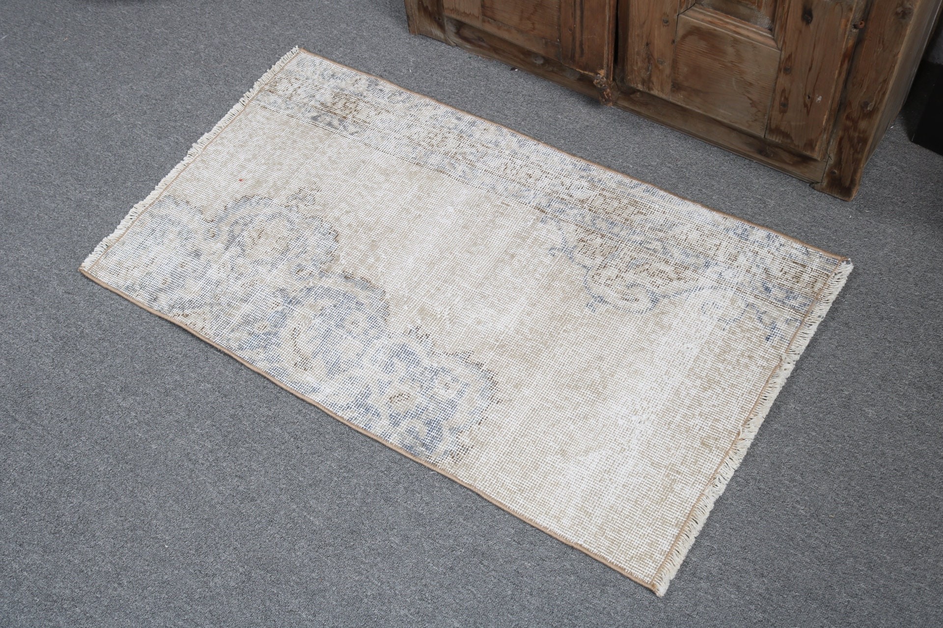 Rugs for Bath, Turkish Rug, Small Boho Rugs, Bedroom Rug, Vintage Rug, Wool Rugs, Bath Rug, Beige  2x3.4 ft Small Rug