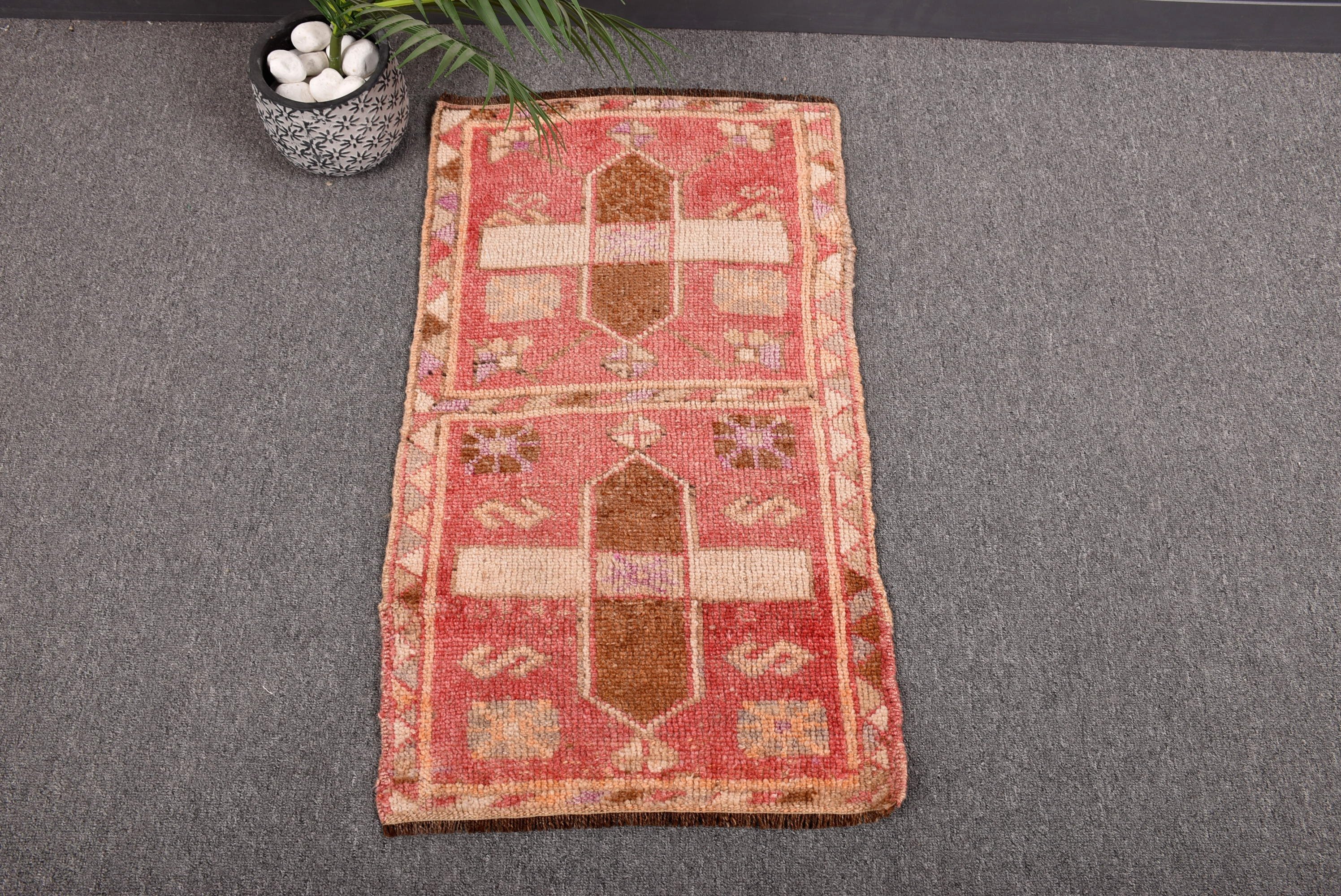 1.5x2.6 ft Küçük Halılar, Pembe Fas Halıları, Banyo Halıları, Küçük Boho Halısı, Yatak Odası Halısı, Vintage Halılar, Geometrik Halılar, Türk Halısı