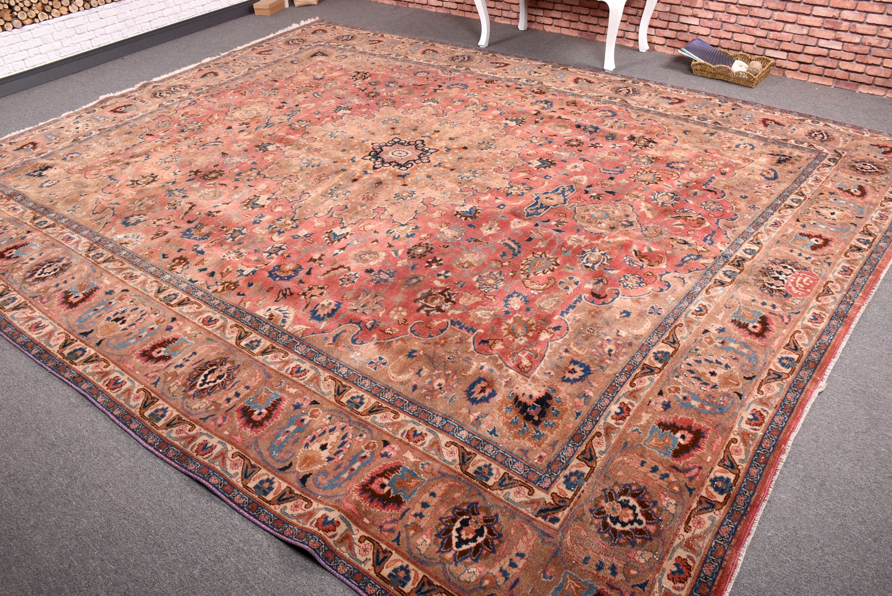 9.6x12.3 ft Büyük Boy Halılar, Vintage Halılar, Açıklama Halıları, Ev Dekorasyonu Halıları, Türk Halısı, Oturma Odası Halısı, Pembe Yatak Odası Halısı, Salon Halısı