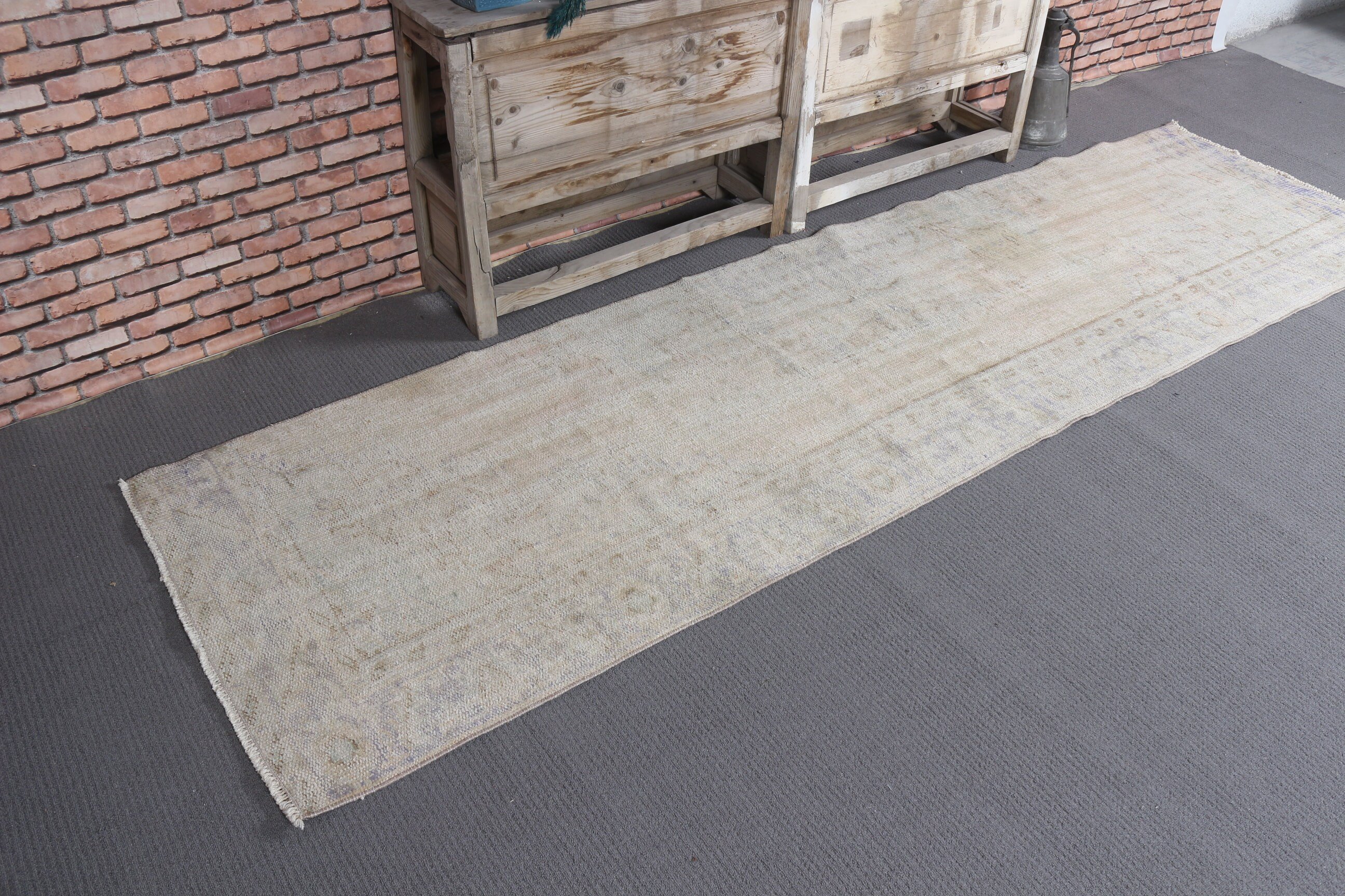 3x9.5 ft Runner Rugs, Vintage Rug, Beige Antique Rugs, Cool Rug, Kitchen Rugs, Rugs for Stair, Turkish Rug, Corridor Rug, Bedroom Rug