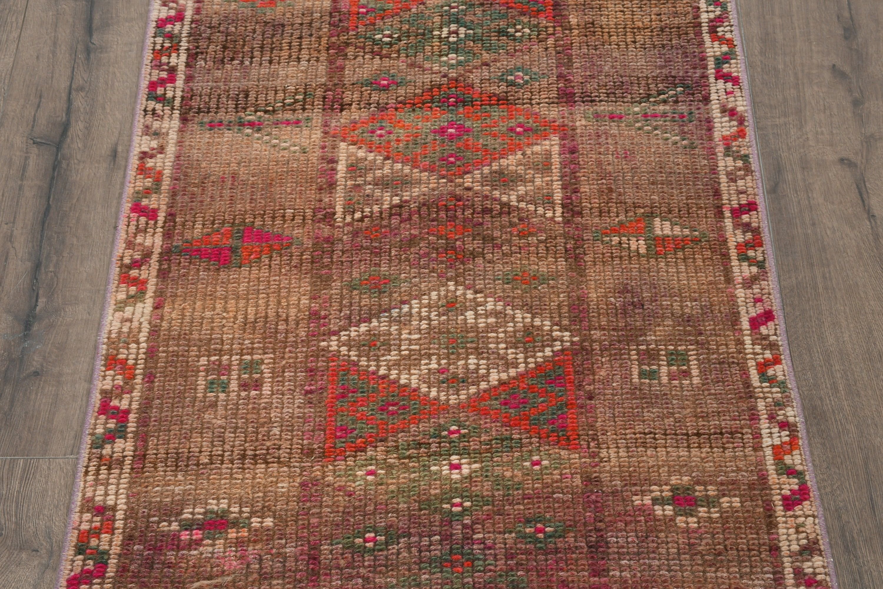 Turkish Rug, Vintage Rug, Stair Rug, Brown Moroccan Rug, Corridor Rugs, Rugs for Kitchen, 2.5x11.7 ft Runner Rug, Oriental Rug, Cool Rug