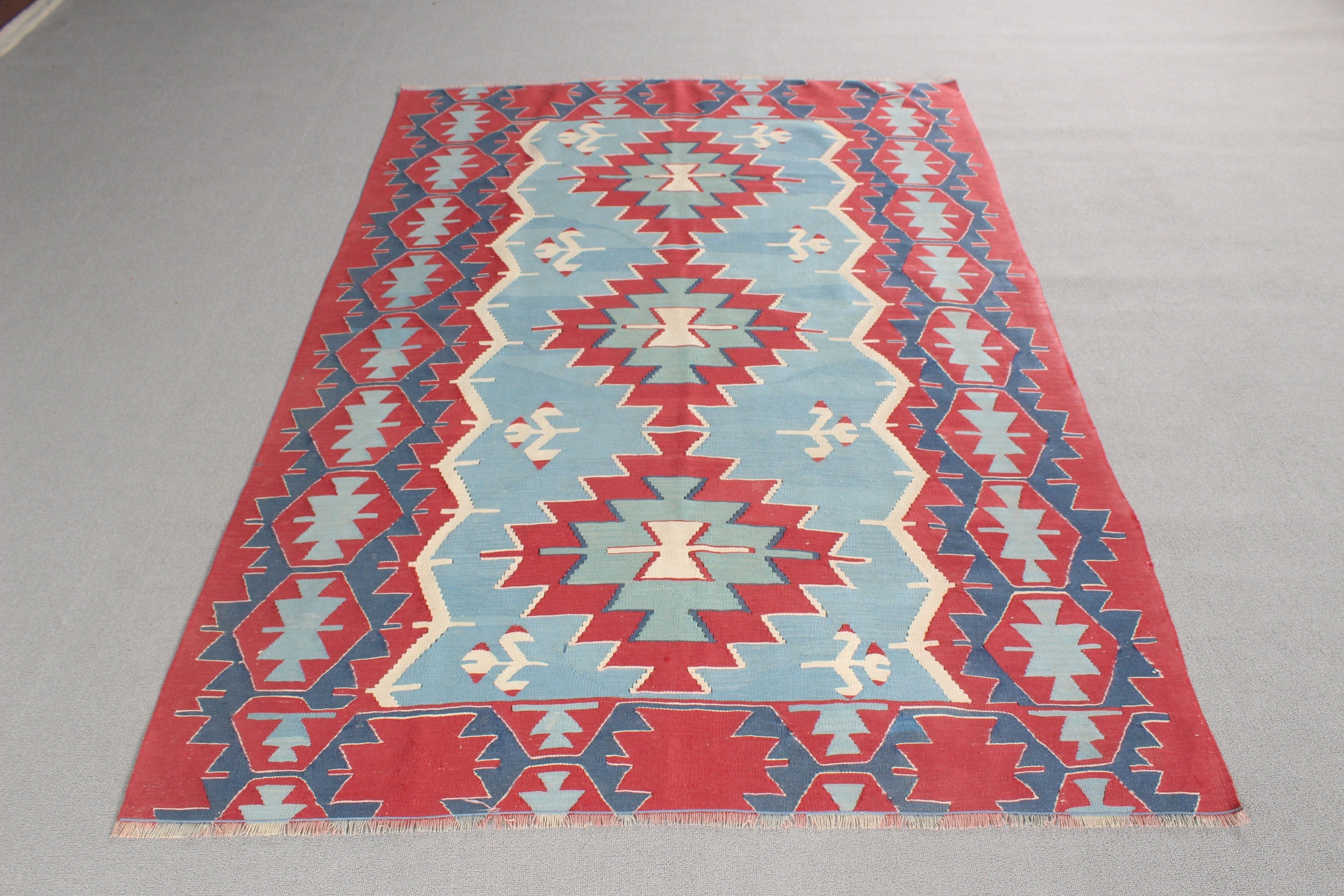 Yemek Odası Halıları, Yatak Odası Halısı, Vintage Halılar, Kırmızı Lüks Halı, Türk Halısı, Oturma Odası Halıları, El Dokuma Halı, Kilim, 4.6x6.7 ft Alan Halıları