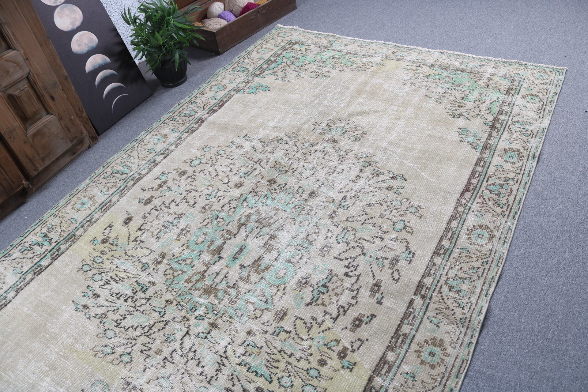 Türk Halısı, Açıklama Halıları, Oturma Odası Halısı, Vintage Halı, Kahverengi Nötr Halılar, Boho Halıları, 5.8x10.5 ft Büyük Halılar, Yemek Odası Halıları