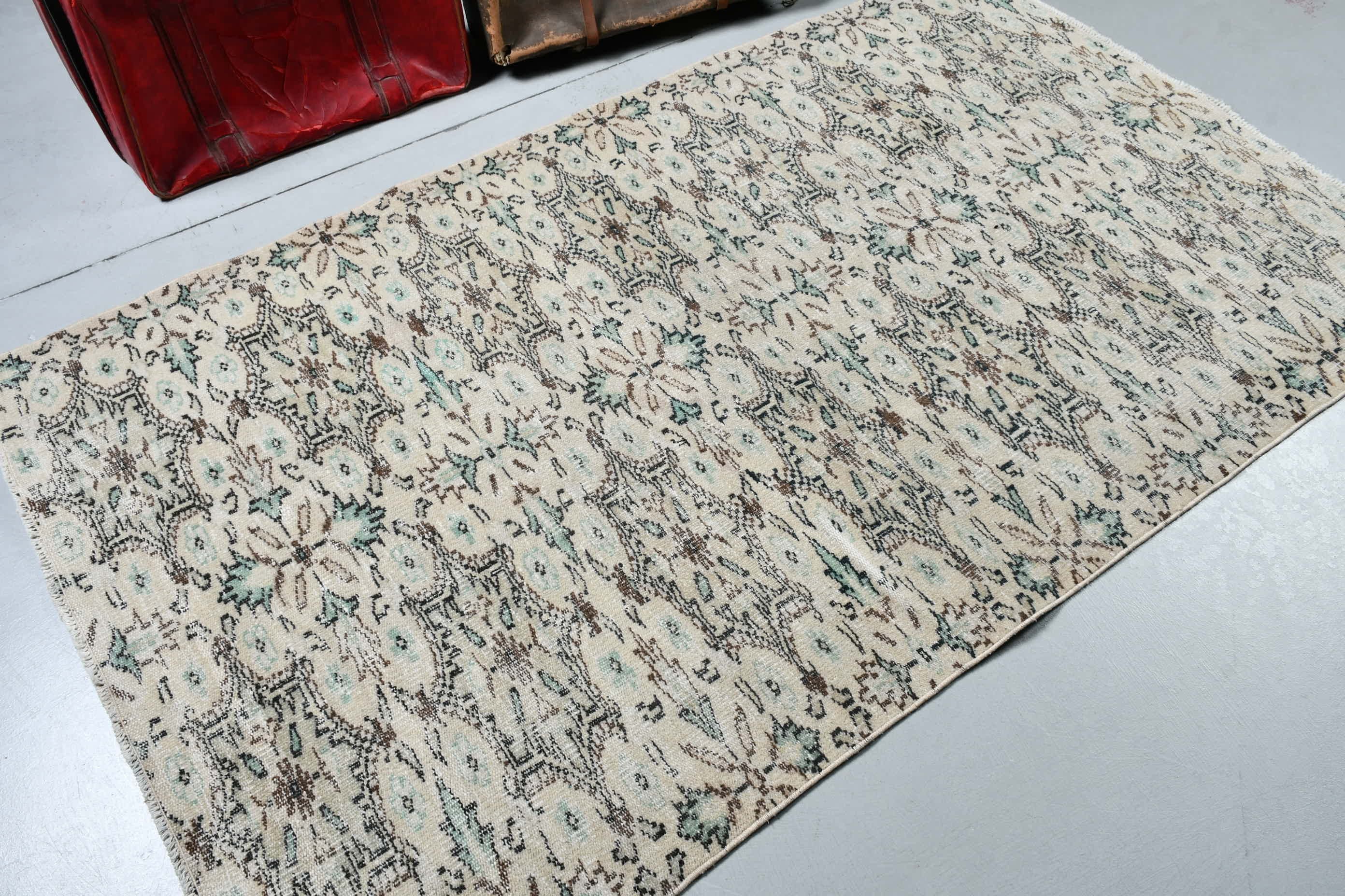 İç Mekan Halıları, Bej Yatak Odası Halısı, Alan Halıları, Vintage Halı, 4,1x7,1 ft Alan Halısı, Anadolu Halısı, Türk Halıları, Oturma Odası Halısı, Oushak Halısı