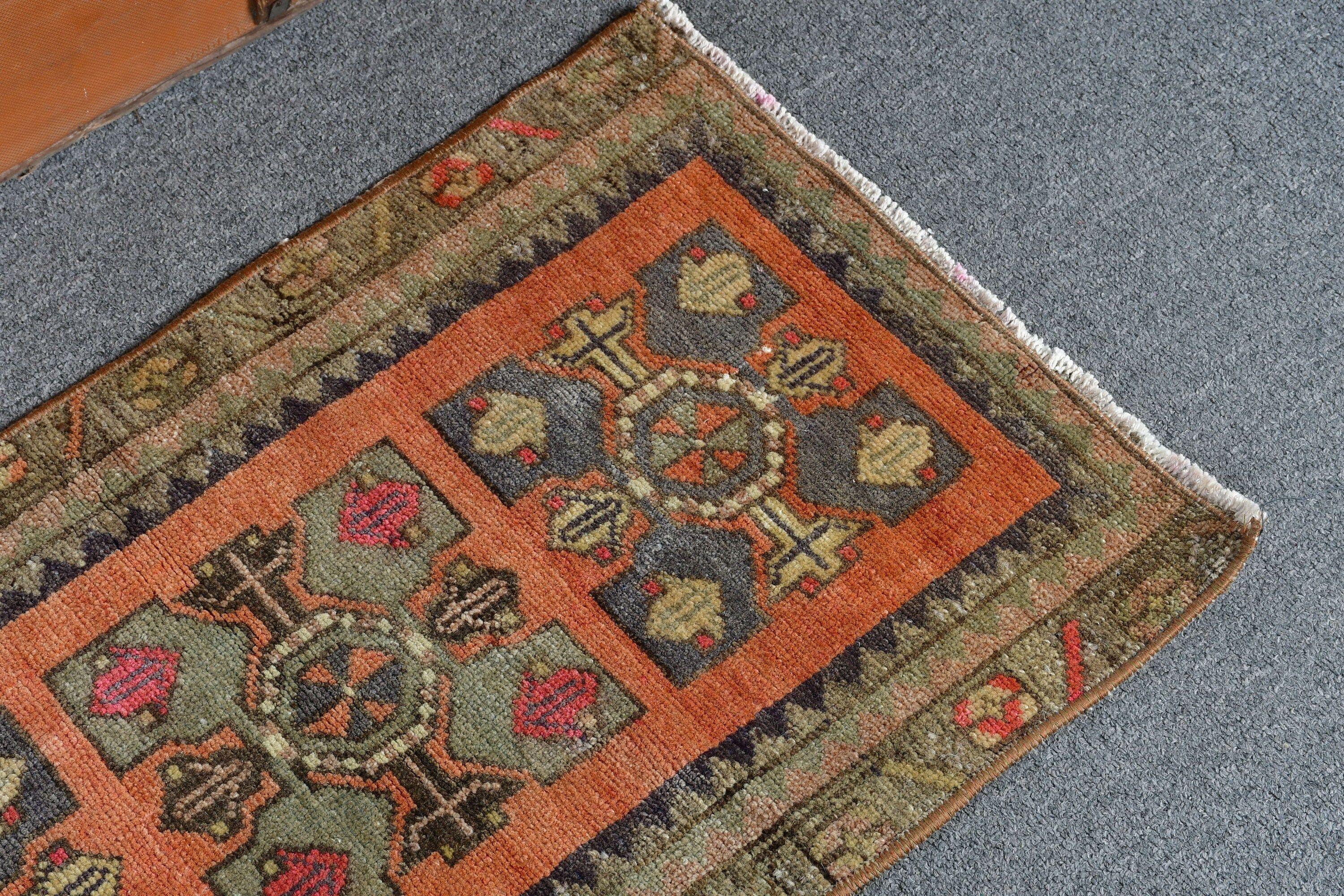 Turkish Rug, 1.4x2.3 ft Small Rug, Vintage Rug, Oriental Rug, Wall Hanging Rugs, Brown Wool Rug, Floor Rug, Bathroom Rugs, Bohemian Rug