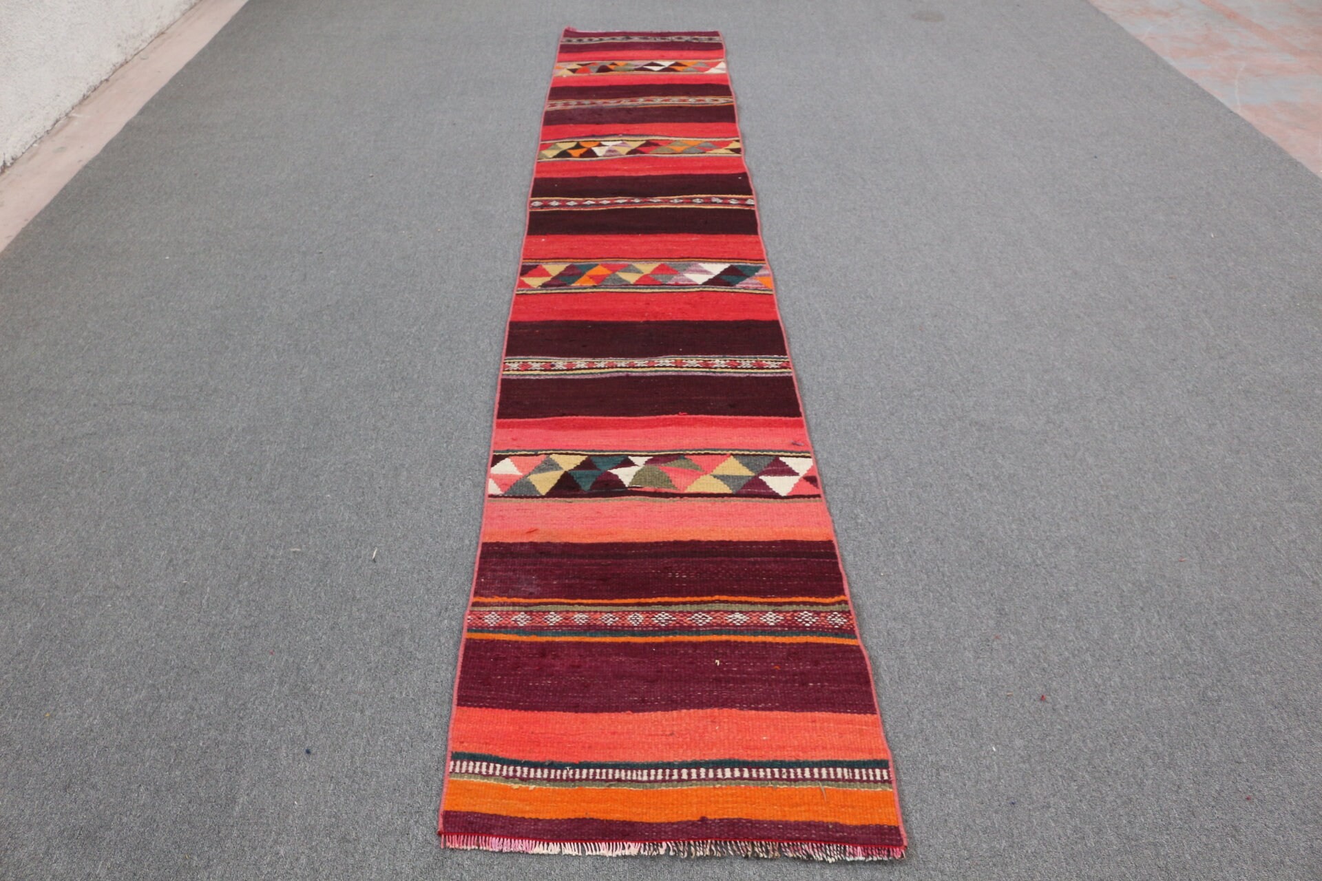 Rugs for Hallway, Corridor Rug, Hallway Rug, 2.2x12.5 ft Runner Rug, Vintage Rugs, Antique Rug, Turkish Rug, Oriental Rugs, Red Floor Rug