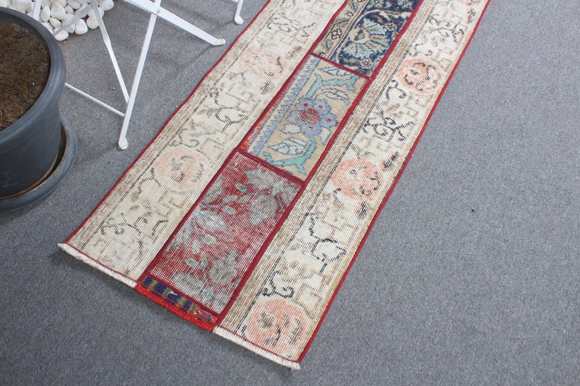 Rugs for Corridor, Beige Moroccan Rug, Vintage Rugs, Kitchen Rugs, Turkish Rug, Oushak Rug, Pastel Rug, 1.9x6.2 ft Runner Rug