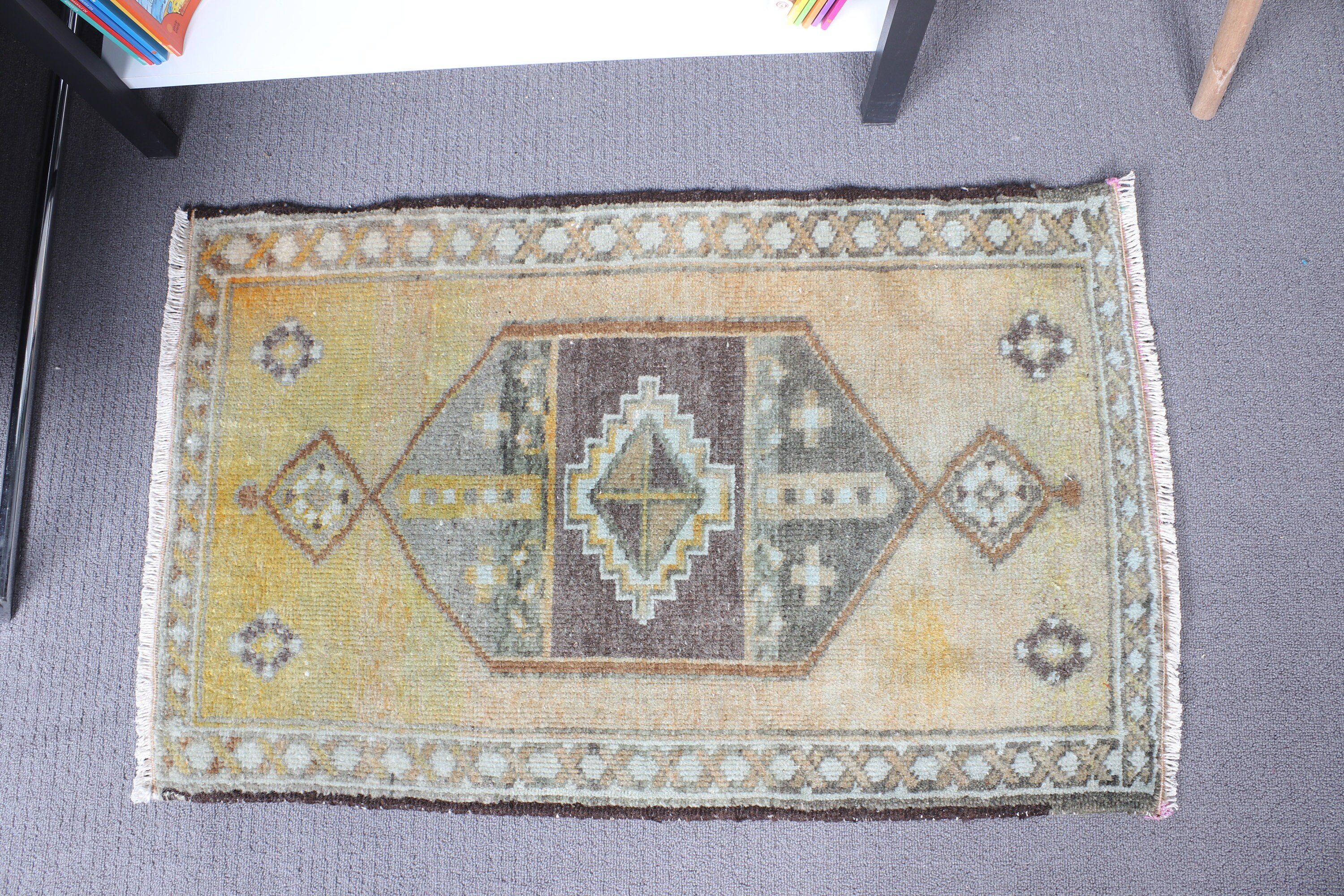 1.8x2.9 ft Küçük Halı, Düz Dokuma Halı, Aztek Halıları, Türk Halıları, Yeşil Anadolu Halısı, Araba Paspas Halısı, Çocuk Halısı, Vintage Halılar, Nötr Halı