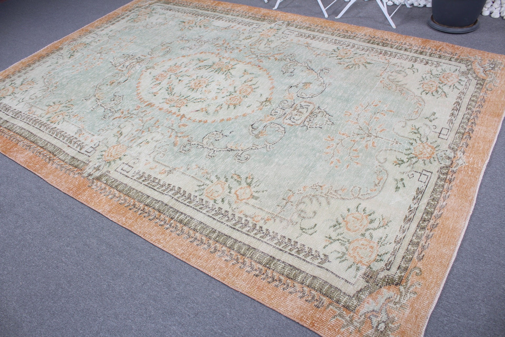 Rugs for Bedroom, Green Wool Rug, Bedroom Rugs, Living Room Rugs, Wool Rug, 6.6x10 ft Large Rug, Turkish Rug, Dining Room Rug, Vintage Rug