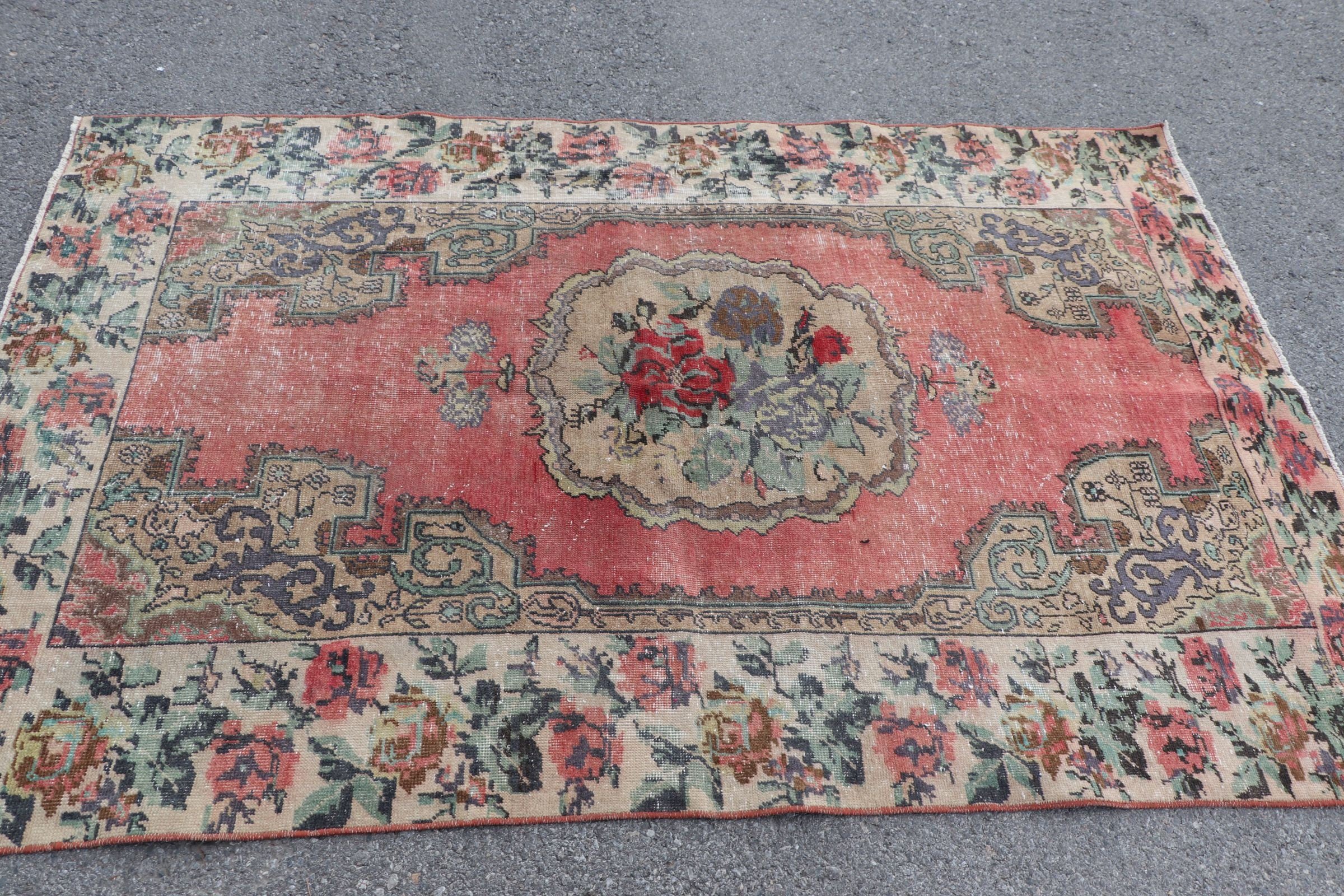 Bedroom Rug, Pink Floor Rug, Anatolian Rugs, Rugs for Area, Home Decor Rugs, Turkish Rugs, 4.3x6.8 ft Area Rugs, Vintage Rug, Nomadic Rug