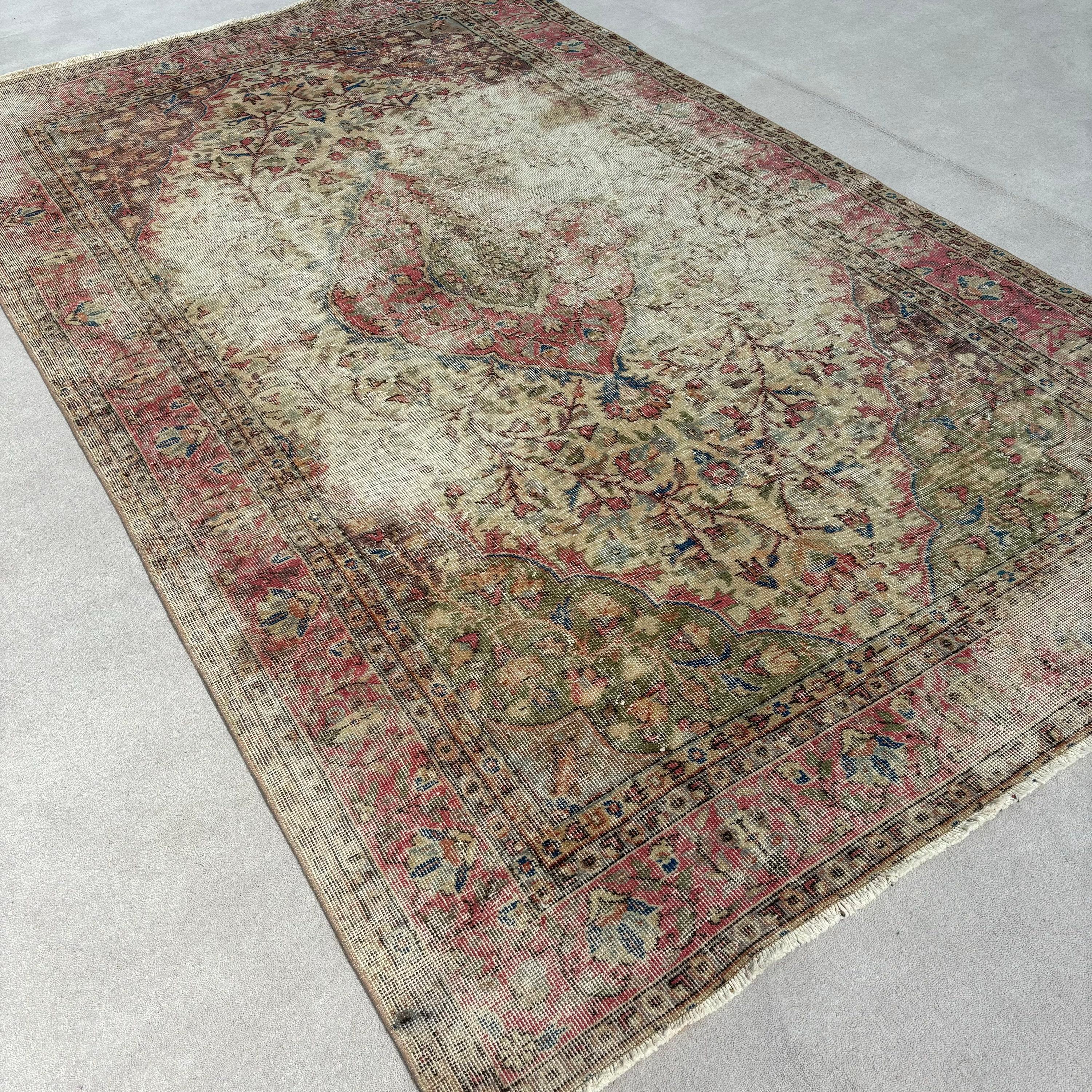 Vintage Halı, Büyük Oushak Halıları, Salon Halısı, Pembe Düz Dokuma Halıları, Açıklama Halıları, 5,5x9,1 ft Büyük Halıları, Türk Halıları