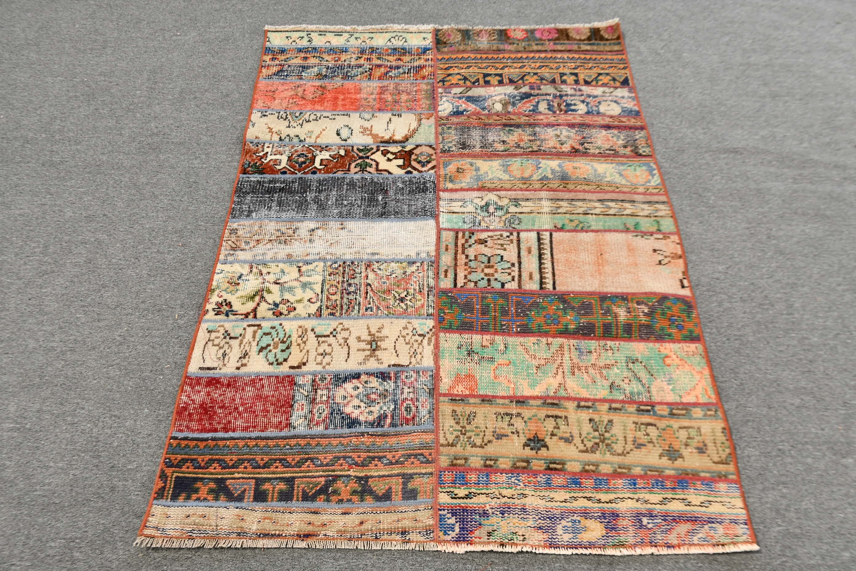 3.7x5.1 ft Accent Rug, Cool Rugs, Antique Rugs, Blue Moroccan Rug, Rugs for Kitchen, Bedroom Rug, Turkish Rugs, Vintage Rug, Kitchen Rug