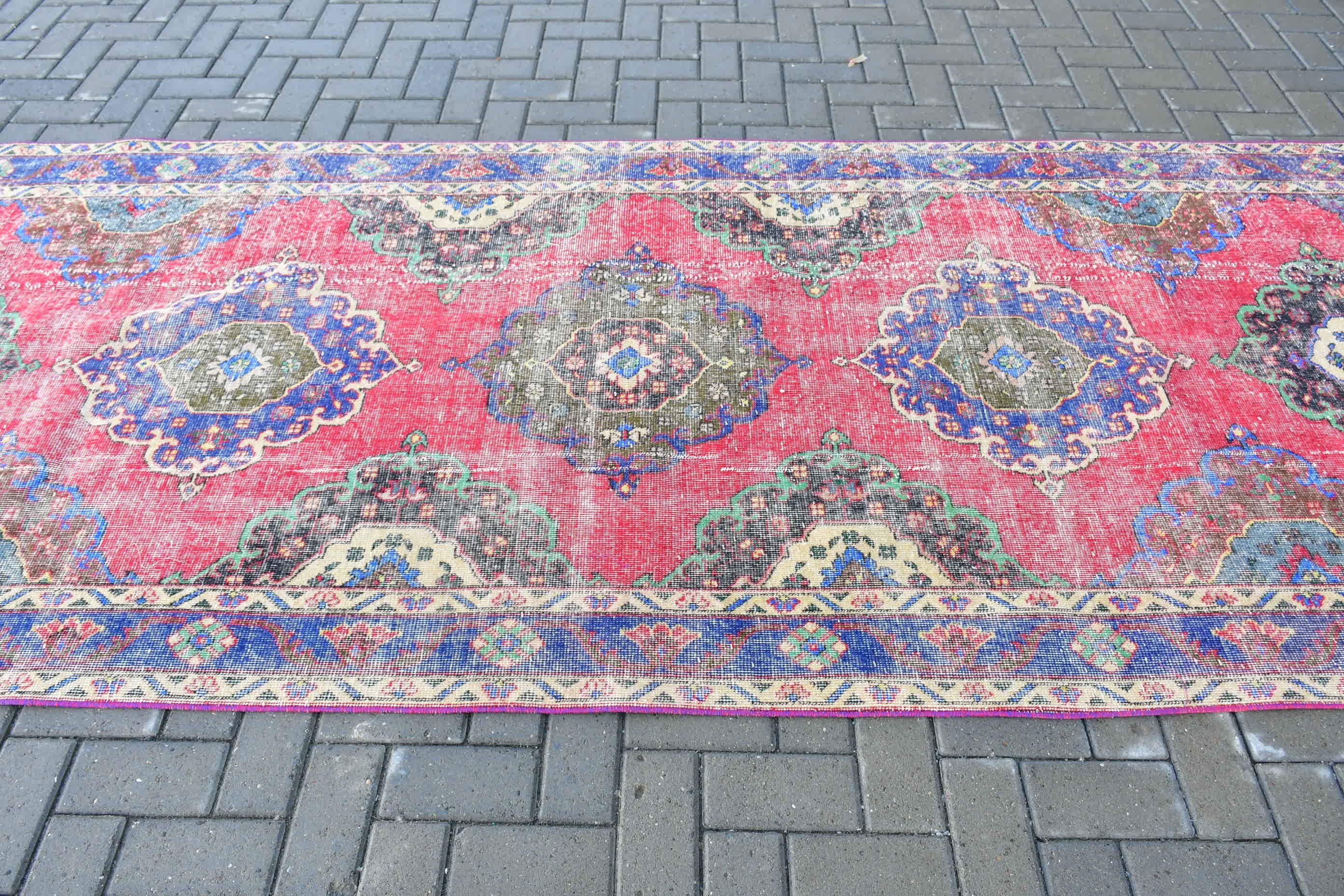 Vintage Rugs, Hallway Rug, Floor Rug, Old Rug, Red Cool Rug, Rugs for Stair, Home Decor Rug, Turkish Rug, Stair Rug, 4.6x12.5 ft Runner Rug