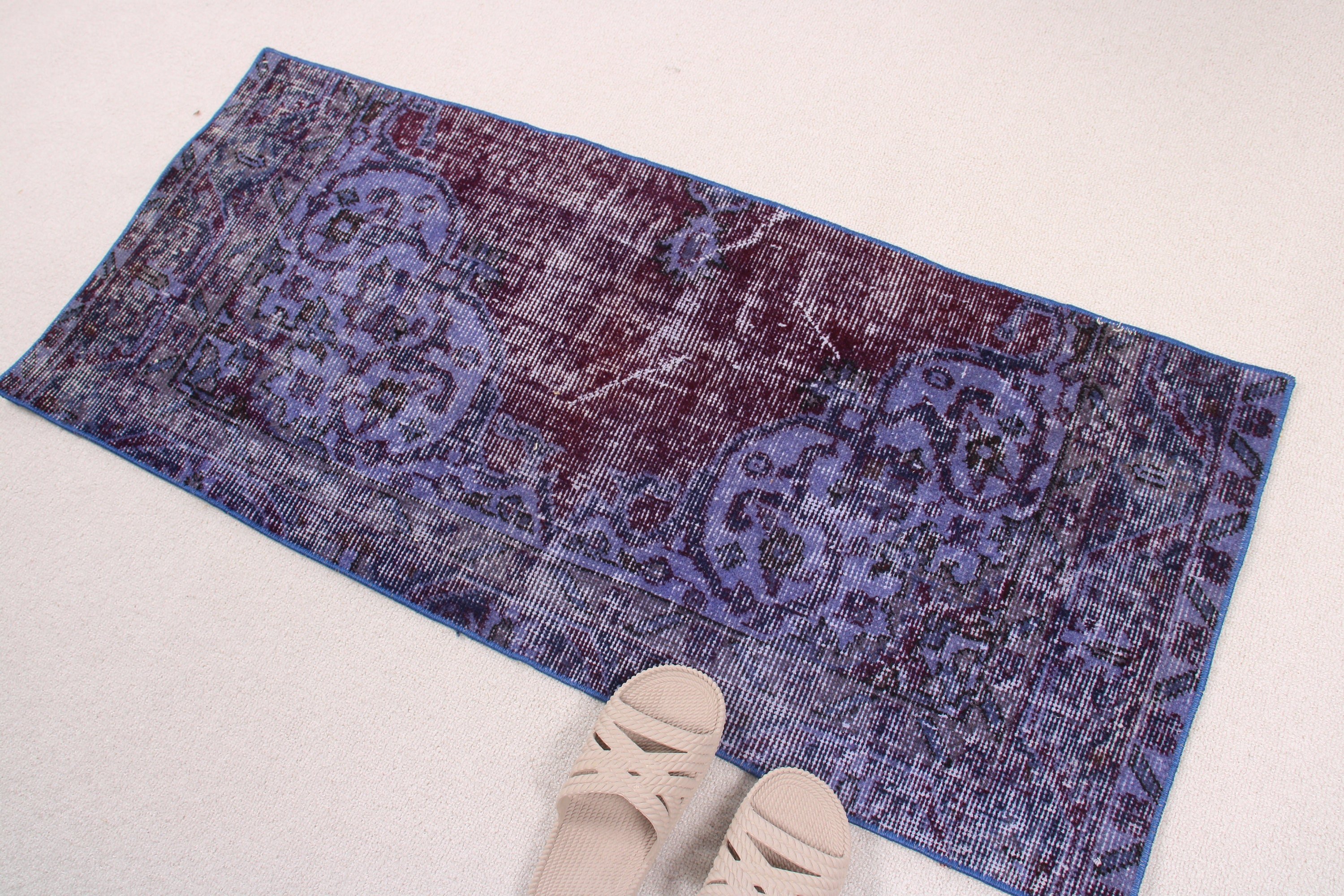 Small Area Rug, Purple Boho Rug, Rugs for Bedroom, Vintage Rugs, Bathroom Rug, Turkish Rug, Oriental Rugs, Floor Rug, 1.6x3.8 ft Small Rug