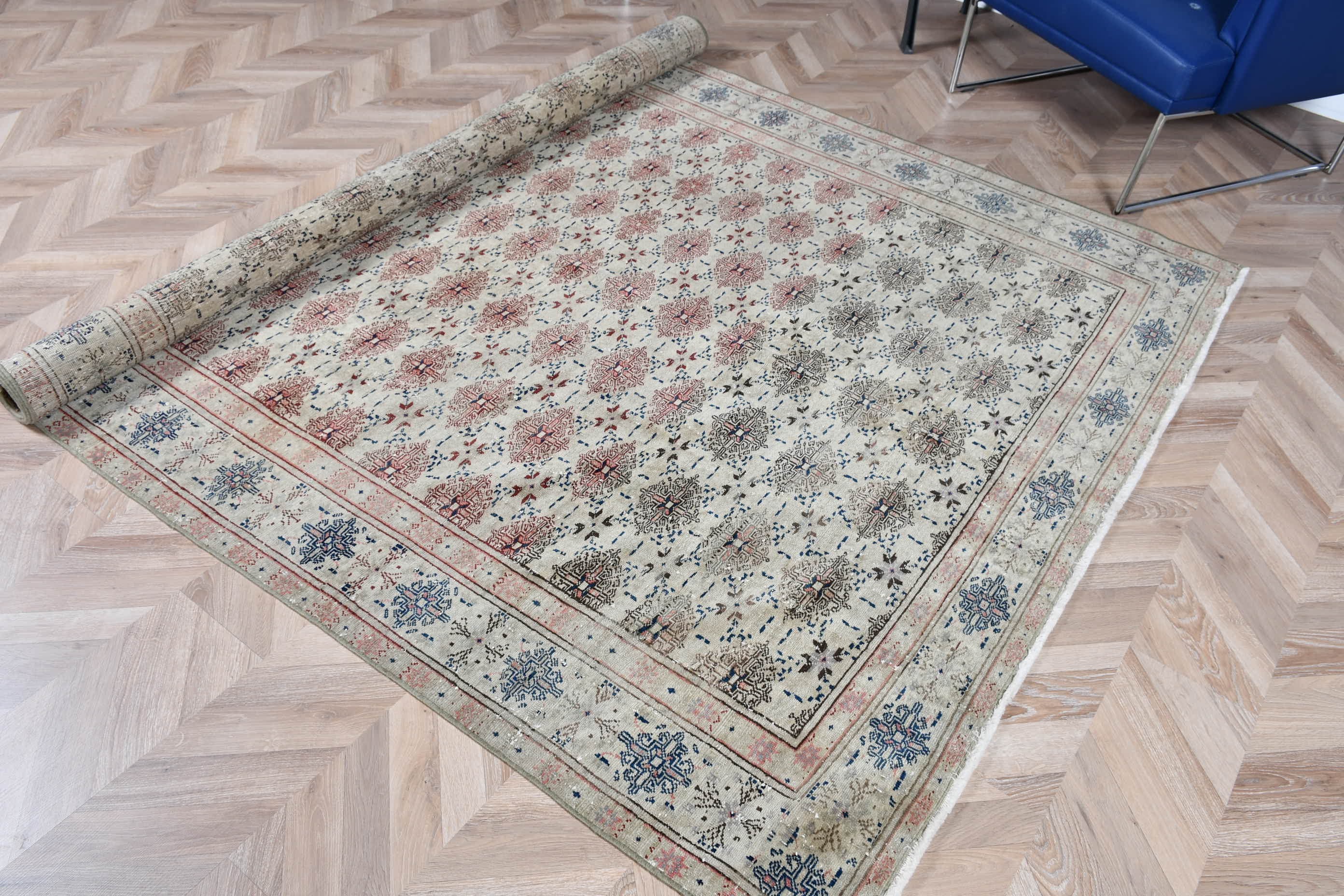 Salon Halıları, Bej Oryantal Halılar, 6,2x9,4 ft Büyük Halı, Vintage Halı, Salon Halısı, Türk Halıları, Oryantal Halılar, Oturma Odası Halısı, Havalı Halı