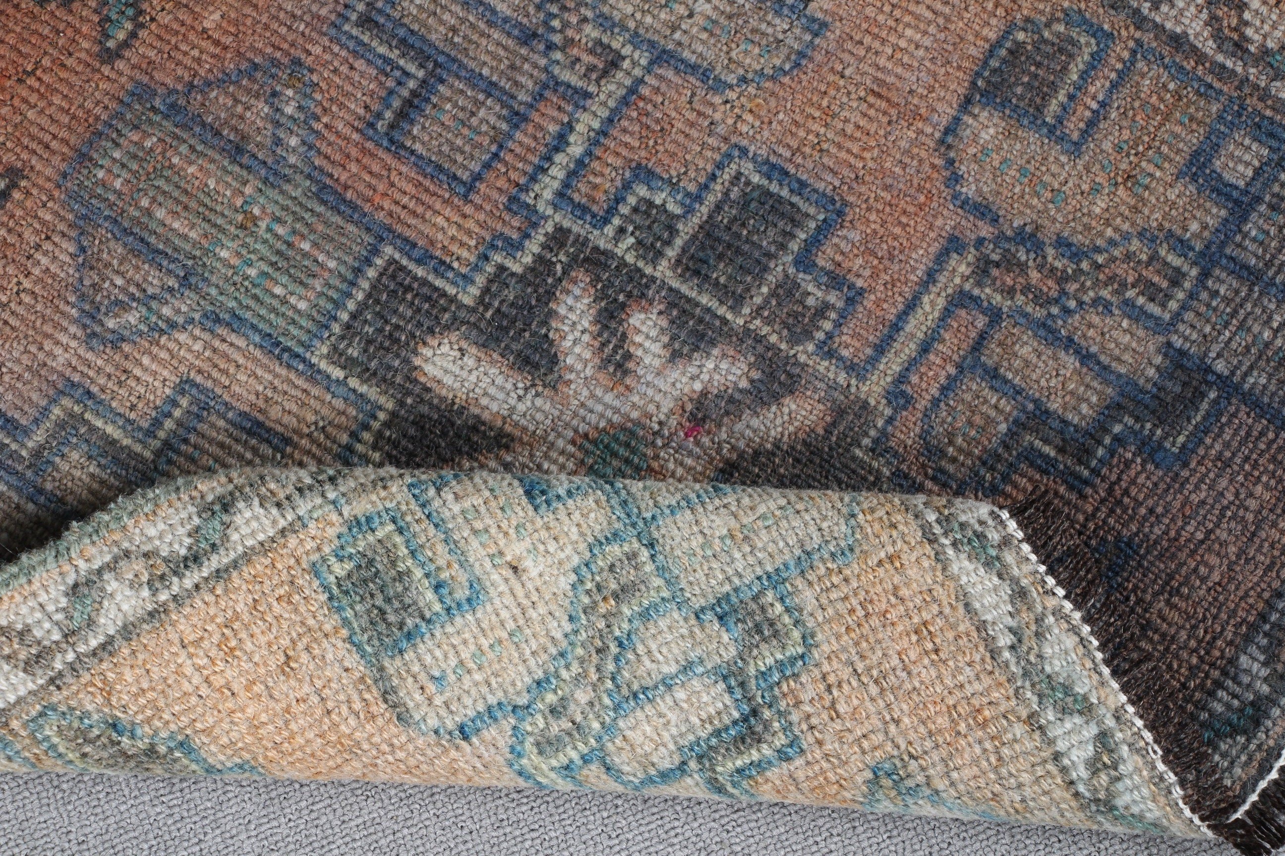 1.6x3 ft Küçük Halı, Vintage Halı, Etnik Halılar, Mutfak Halıları, Yatak Odası Halıları, Türk Halısı, Oushak Halısı, Yeşil Anadolu Halıları, Paspas Halısı