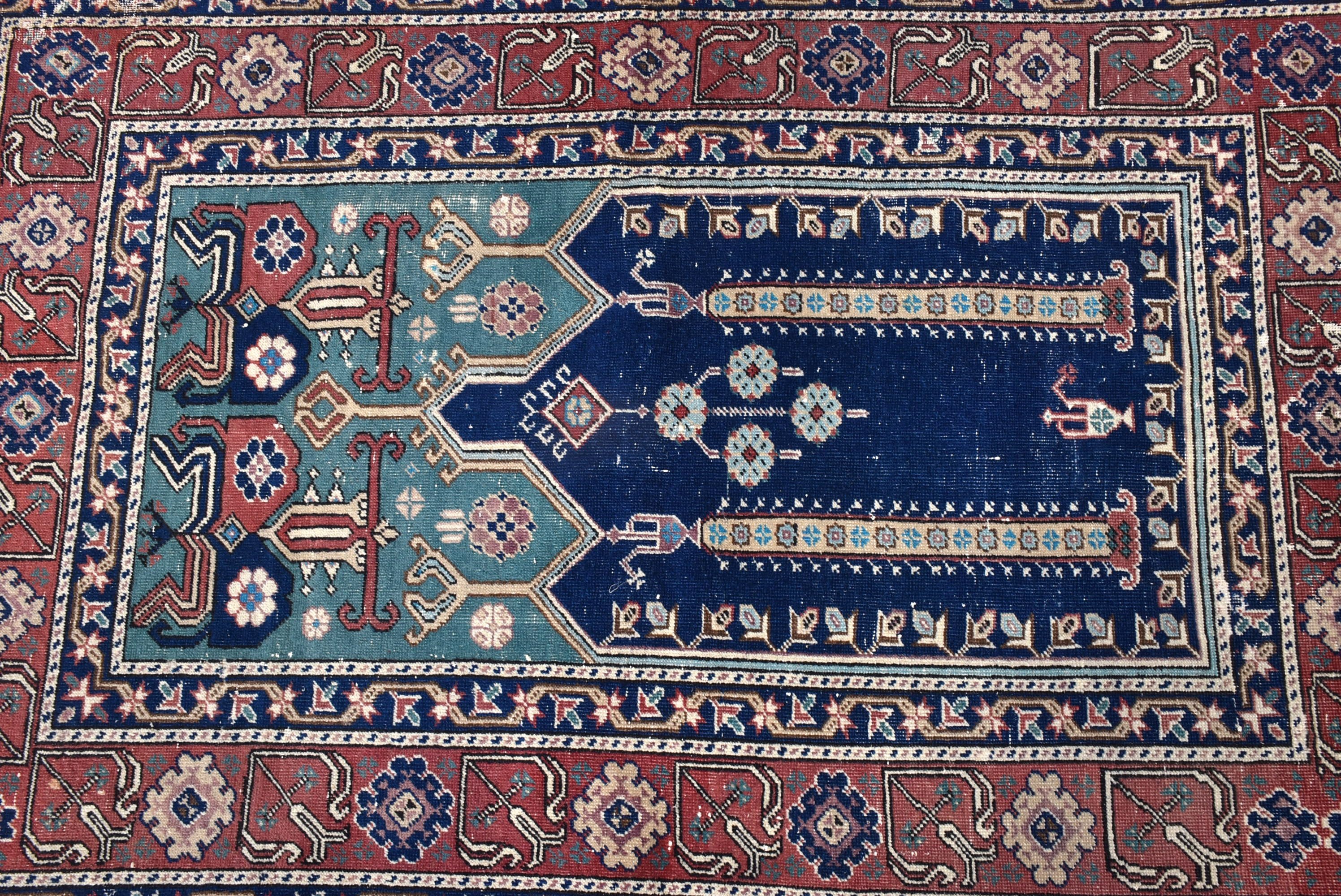 2.8x4.3 ft Small Rug, Ethnic Rugs, Vintage Rug, Rugs for Door Mat, Flatweave Rugs, Turkish Rugs, Neutral Rugs, Blue Kitchen Rug, Bath Rugs