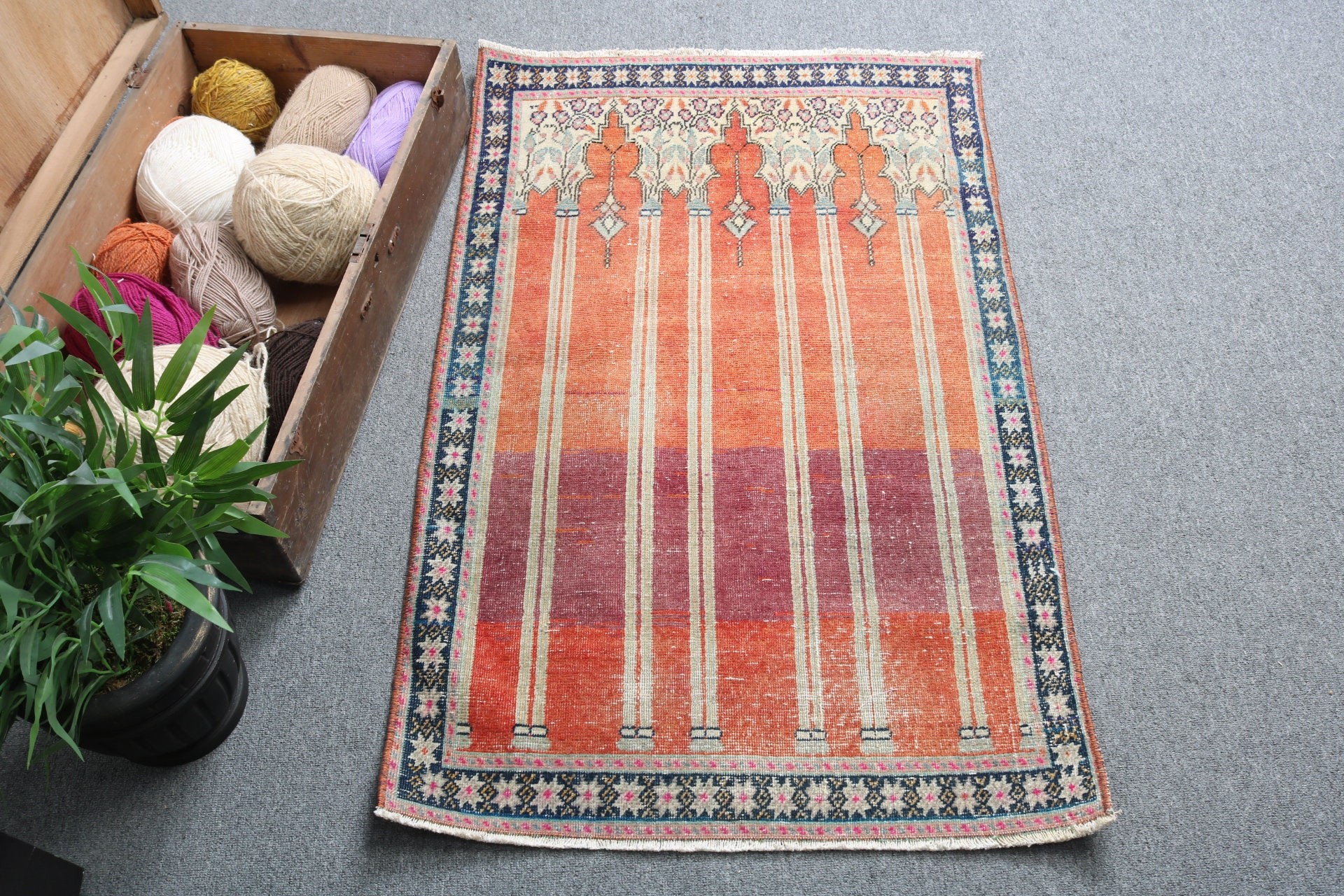 Modern Rugs, Rugs for Bathroom, 2.3x3.7 ft Small Rugs, Red Oriental Rugs, Turkish Rug, Bedroom Rugs, Nursery Rugs, Vintage Rug, Entry Rugs