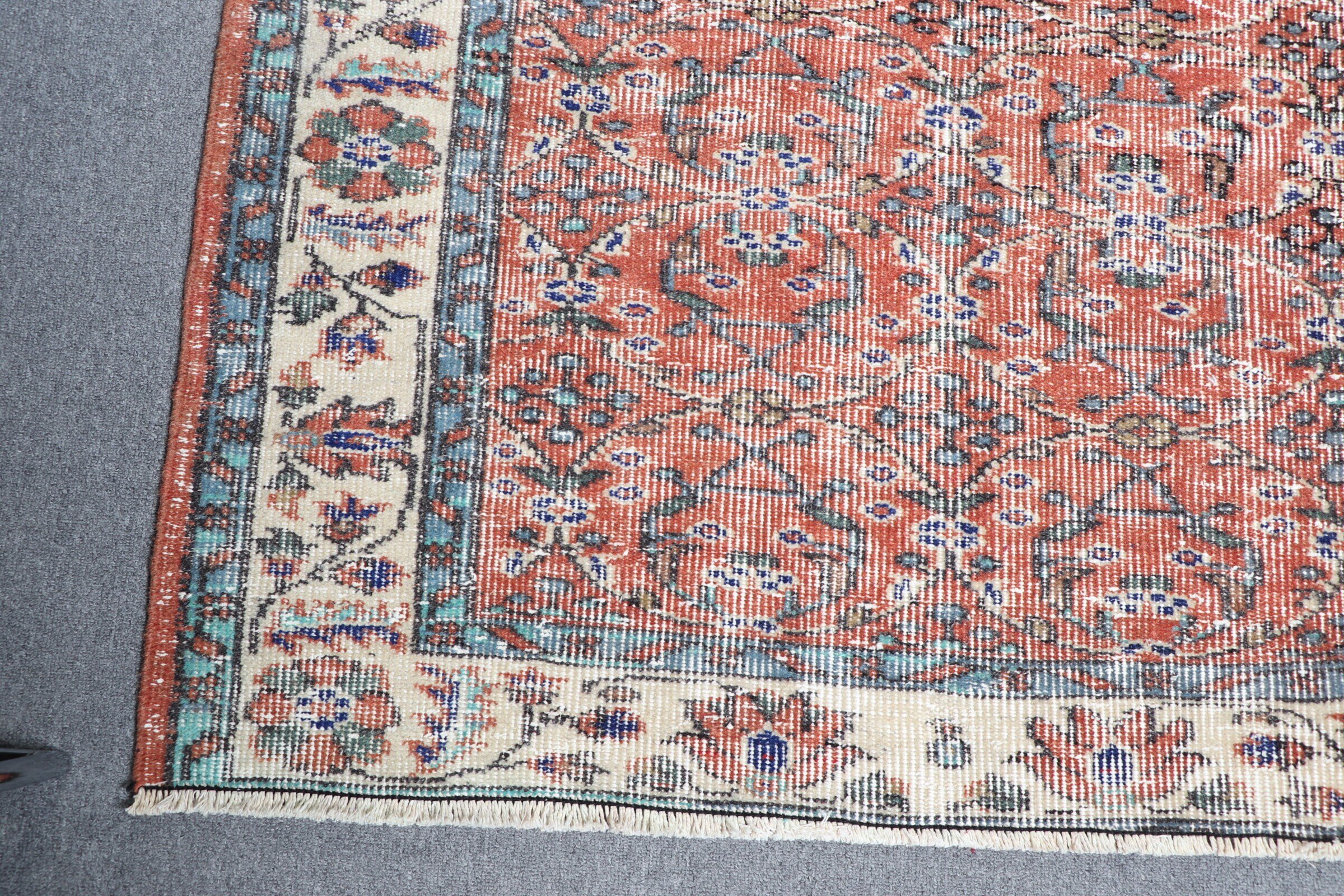 Ev Dekor Halısı, Yer Halısı, Yer Halıları, Yatak Odası Halısı, Türk Halısı, Oturma Odası Halısı, Vintage Halı, Turuncu Antika Halı, 3,7x6,7 ft Alan Halısı