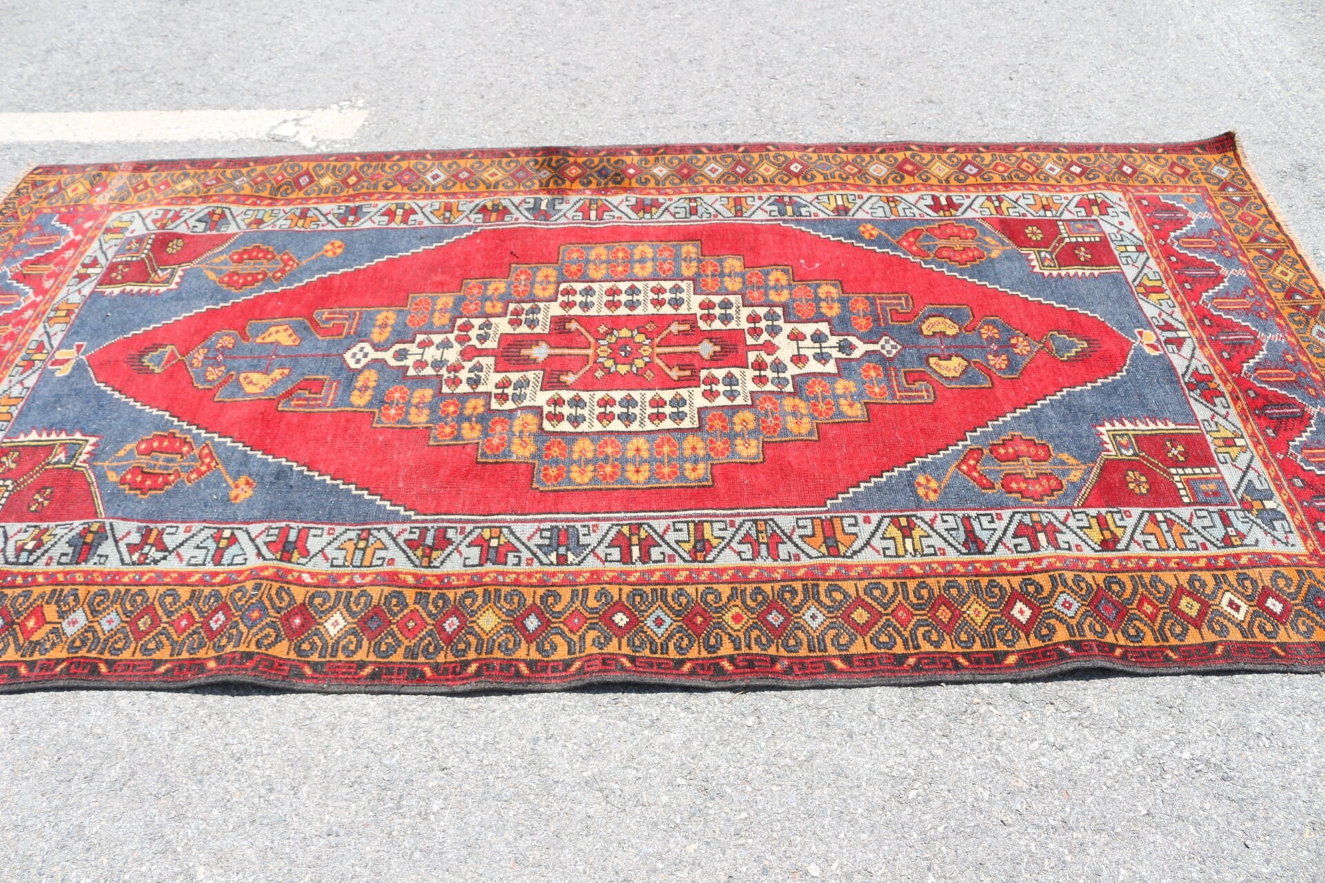 Red Cool Rug, Vintage Rug, Oriental Rugs, Bedroom Rug, 4.8x9.3 ft Large Rug, Large Wool Rug Rugs, Dining Room Rugs, Wool Rug, Turkish Rugs