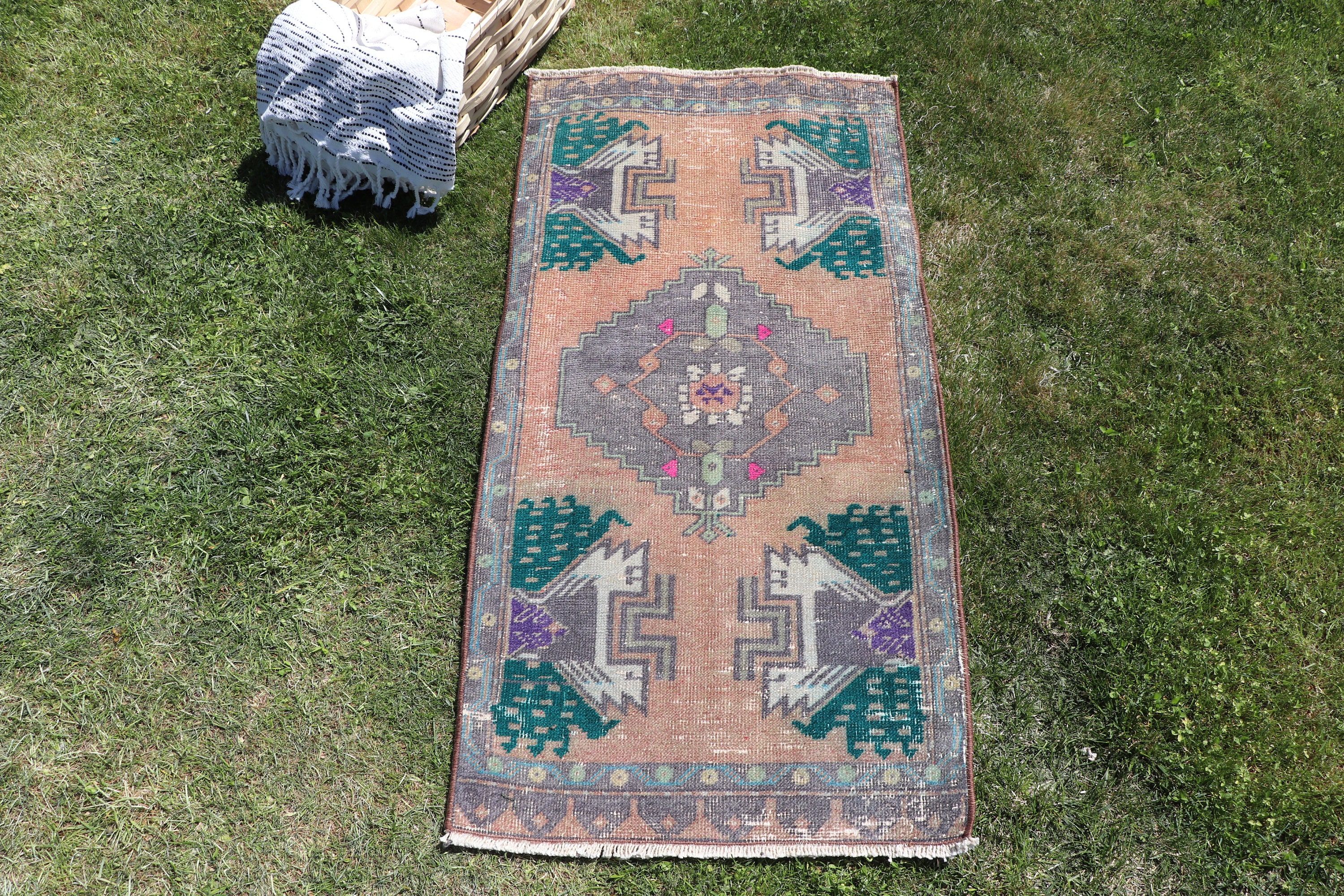 Handwoven Rug, Orange Bedroom Rug, Vintage Rugs, Aztec Rug, Nursery Rugs, Turkish Rugs, Door Mat Rugs, Modern Rug, 1.7x3.4 ft Small Rug