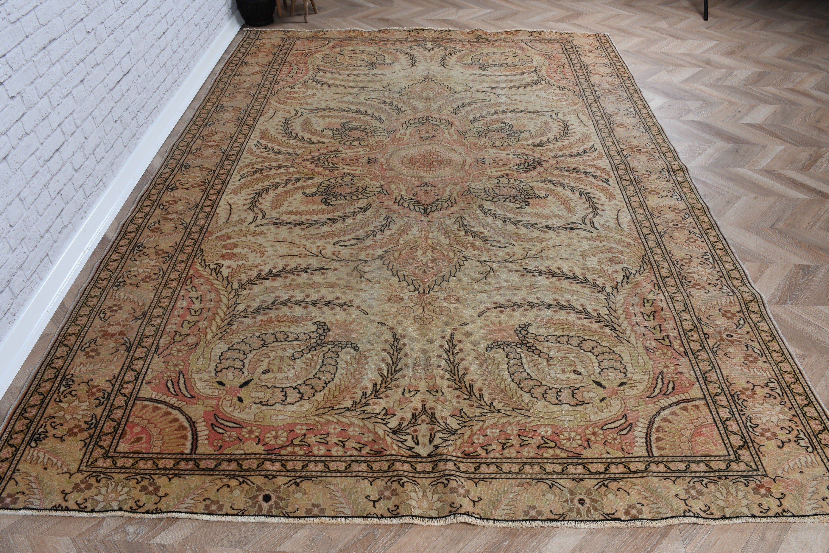 Oturma Odası Halısı, Türk Halıları, Vintage Halılar, Kırmızı Nötr Halı, Antika Halılar, 6,6x9,1 ft Büyük Halılar, Fas Halıları, Büyük Boho Halıları