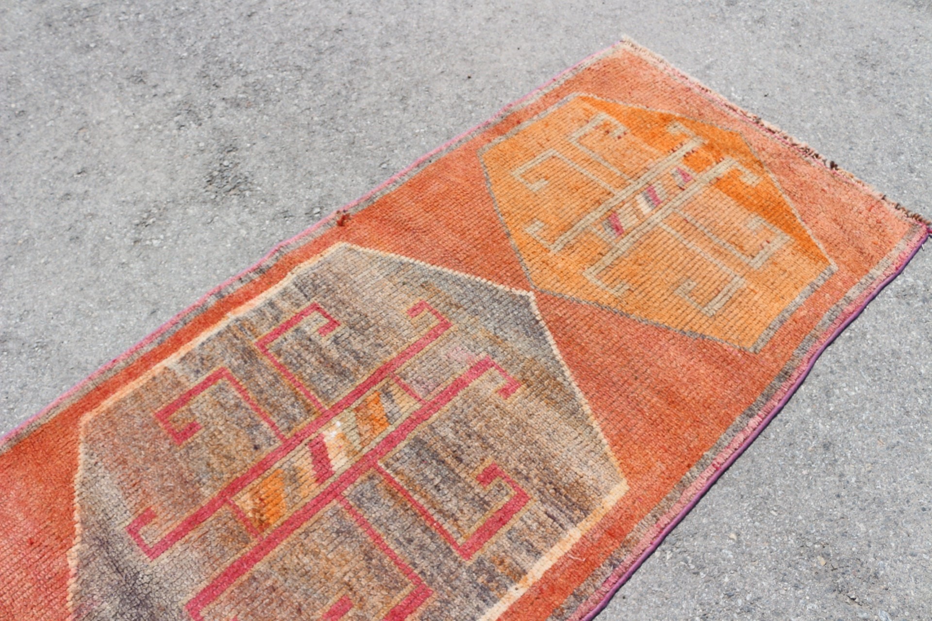 3.2x10.7 ft Runner Rugs, Vintage Rugs, Corridor Rug, Floor Rugs, Orange Oriental Rugs, Hallway Rug, Kitchen Rug, Custom Rugs, Turkish Rug