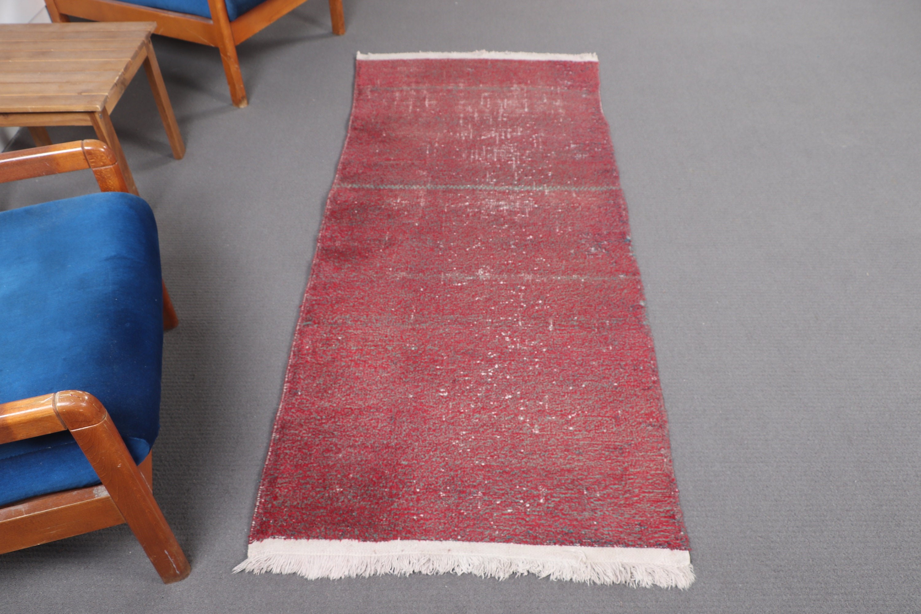 Kitchen Rug, Turkish Rug, Vintage Rug, Modern Rugs, 2.6x6.6 ft Runner Rugs, Hallway Rug, Wool Rugs, Red Floor Rug, Vintage Runner Rugs