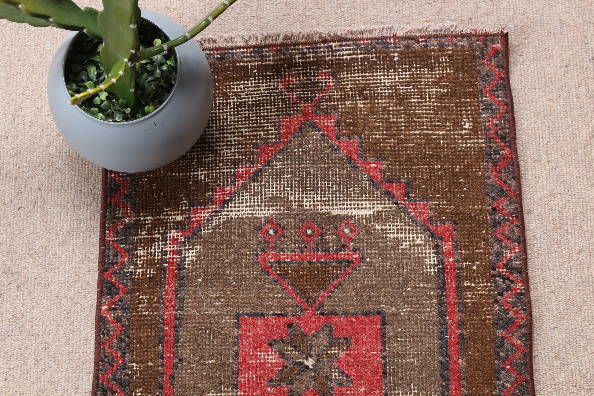 Brown Floor Rug, Bedroom Rugs, Rugs for Bathroom, Wool Rug, Vintage Rugs, Wall Hanging Rug, Bath Rug, Turkish Rugs, 1.6x2.6 ft Small Rug