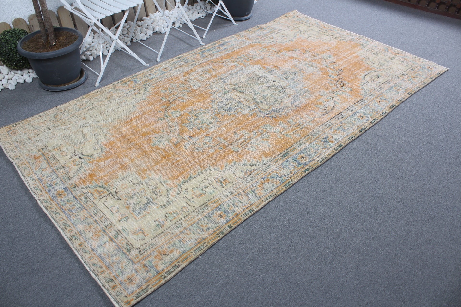 Oriental Rugs, Orange Home Decor Rug, 4.9x9.3 ft Large Rug, Vintage Rug, Living Room Rug, Turkish Rugs, Oushak Rug, Dining Room Rugs