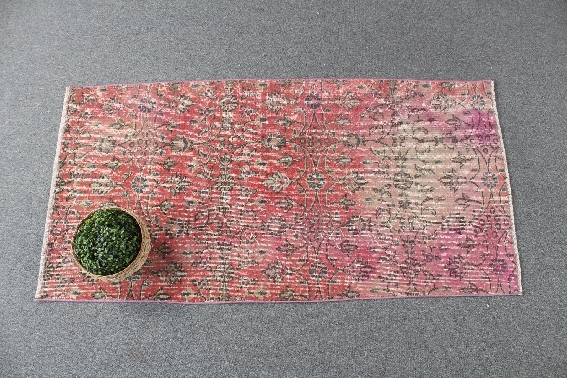 Araba Paspasları için Halılar, Oushak Halısı, 2,7x5,4 ft Küçük Halılar, Pembe Fas Halısı, Yatak Odası Halısı, Türk Halısı, Vintage Halılar, Kapı Paspas Halısı, Banyo Halıları