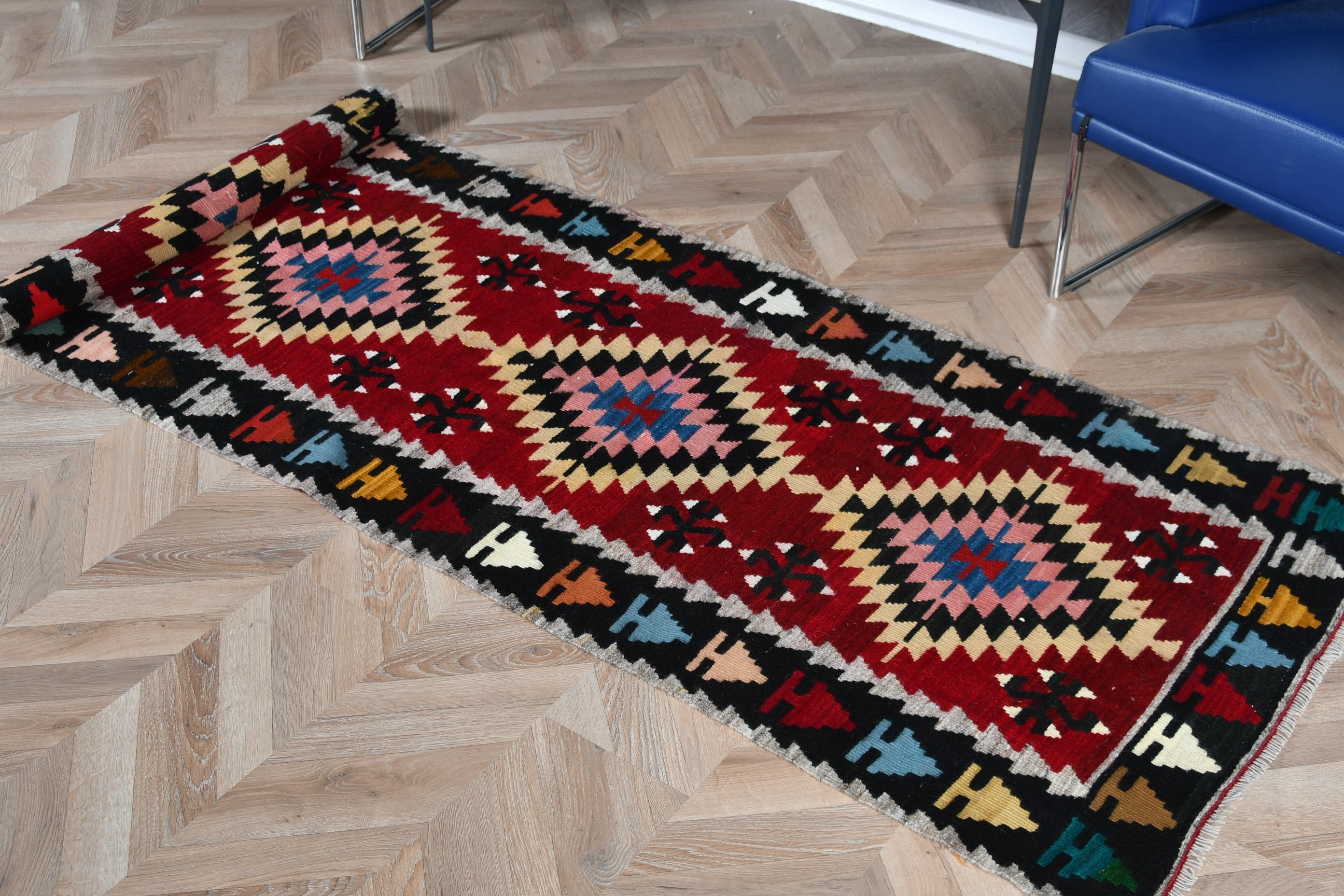 Anadolu Halısı, Kilim, Eklektik Halı, Vintage Halılar, Yer Halıları, Mutfak Halısı, Merdiven Halısı, Kırmızı Ev Dekor Halısı, Türk Halısı, 2.6x8 ft Yolluk Halısı