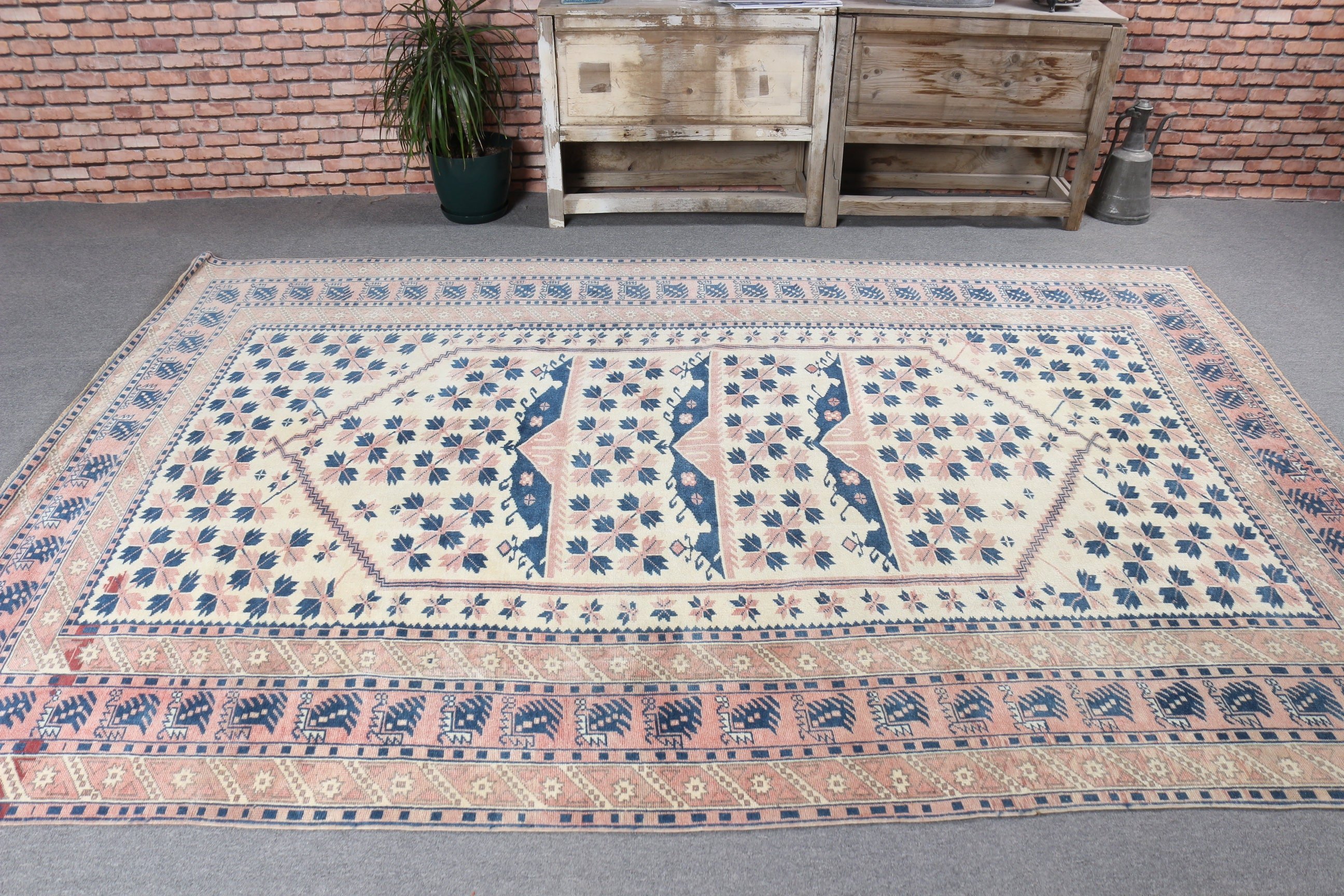 Turkish Rug, Pink Anatolian Rug, 6x9.1 ft Large Rugs, Floor Rugs, Vintage Rug, Salon Rugs, Dining Room Rug, Boho Rug, Anatolian Rug