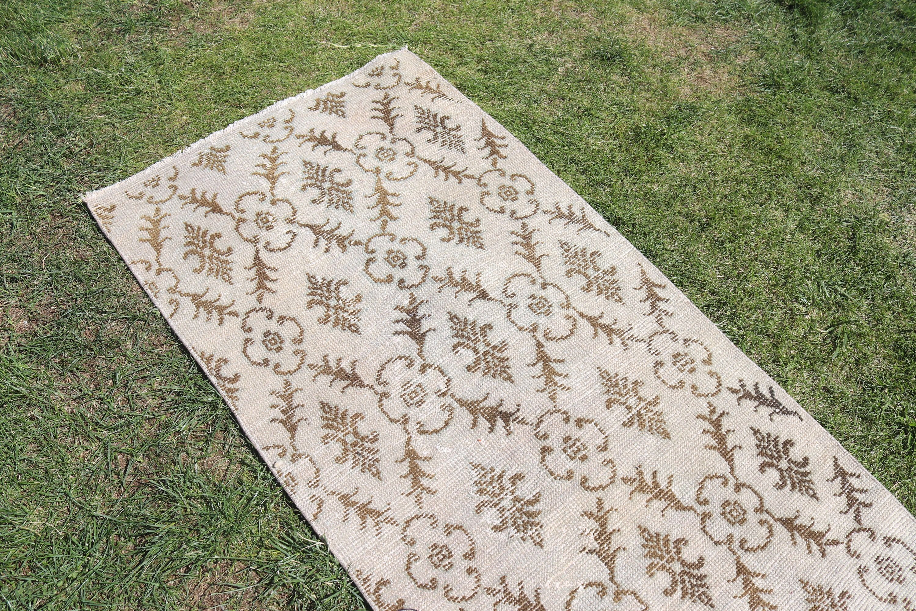 Beige Modern Rugs, Vintage Rugs, Beni Ourain Runner Rug, Anatolian Rug, Antique Rugs, Turkish Rug, 2.6x9 ft Runner Rug, Vintage Runner Rugs