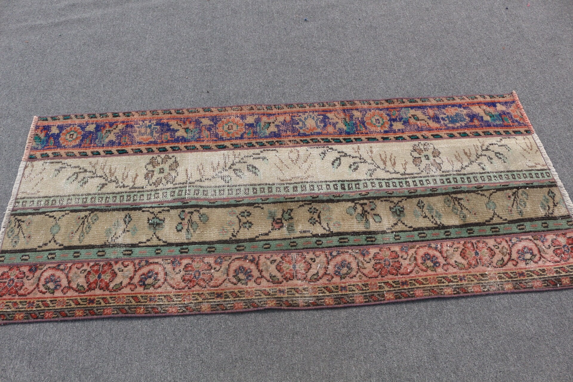 Bath Rug, Rugs for Bedroom, Turkish Rugs, Vintage Rugs, Entry Rug, 2.5x5.6 ft Small Rugs, Wool Rugs, Beige Antique Rug