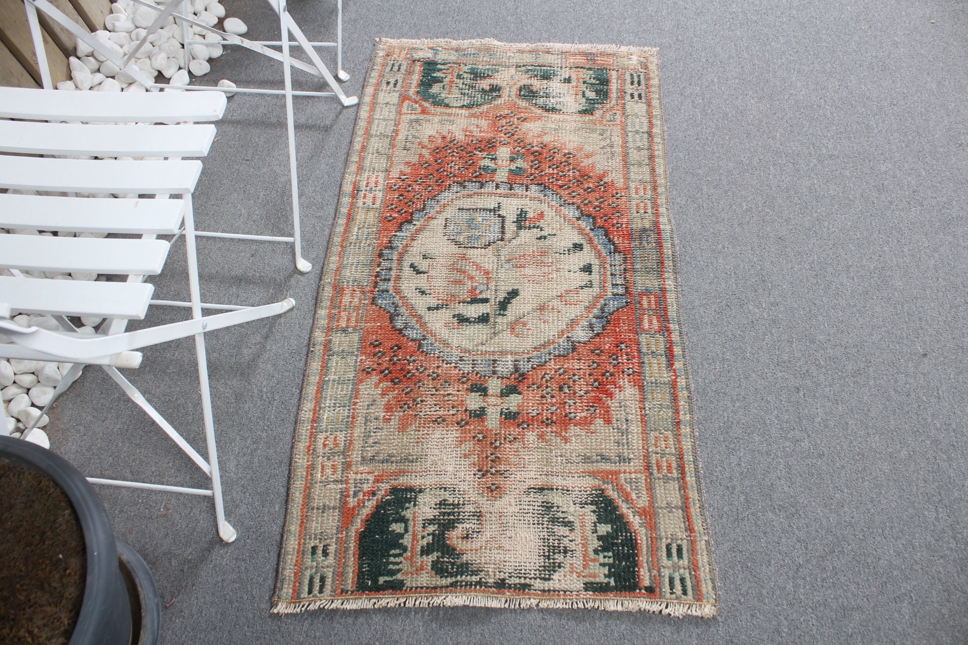 Wool Rug, 2.1x4 ft Small Rug, Kitchen Rugs, Door Mat Rugs, Rugs for Bath, Bathroom Rugs, Vintage Rug, Green Home Decor Rug, Turkish Rugs