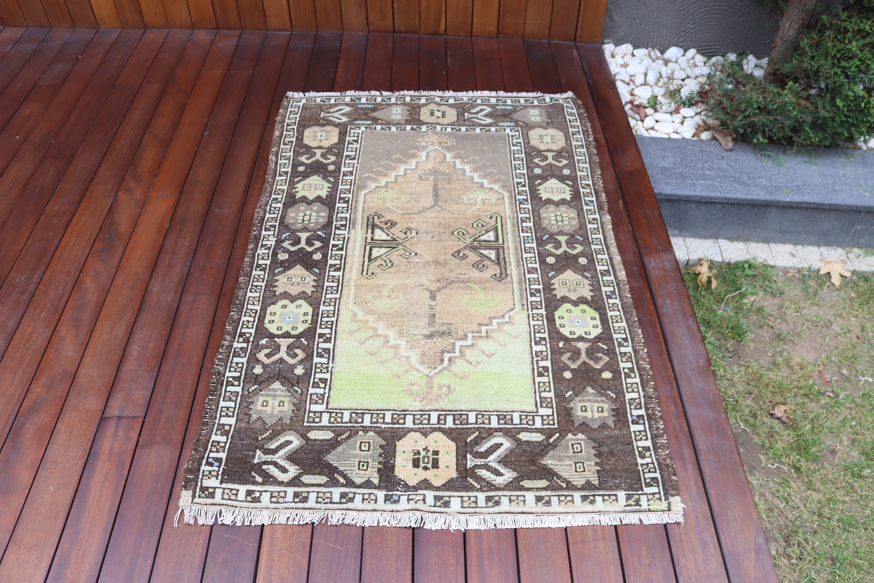 3.1x4.7 ft Small Rugs, Turkish Rug, Modern Rugs, Entry Rug, Brown Statement Rugs, Door Mat Rugs, Statement Rug, Vintage Rug, Exotic Rug