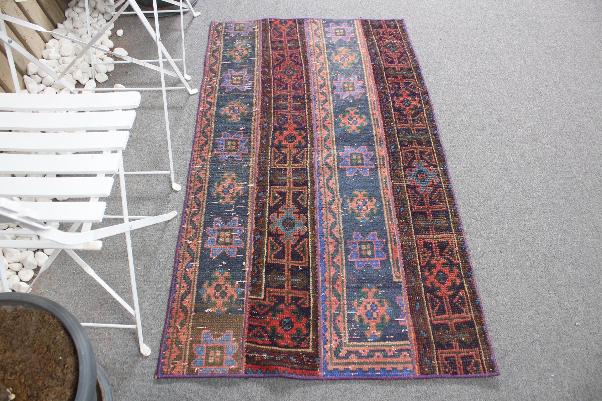 2.7x4.8 ft Small Rug, Kitchen Rugs, Vintage Rug, Bedroom Rugs, Car Mat Rug, Cute Rug, Turkish Rug, Blue Home Decor Rugs