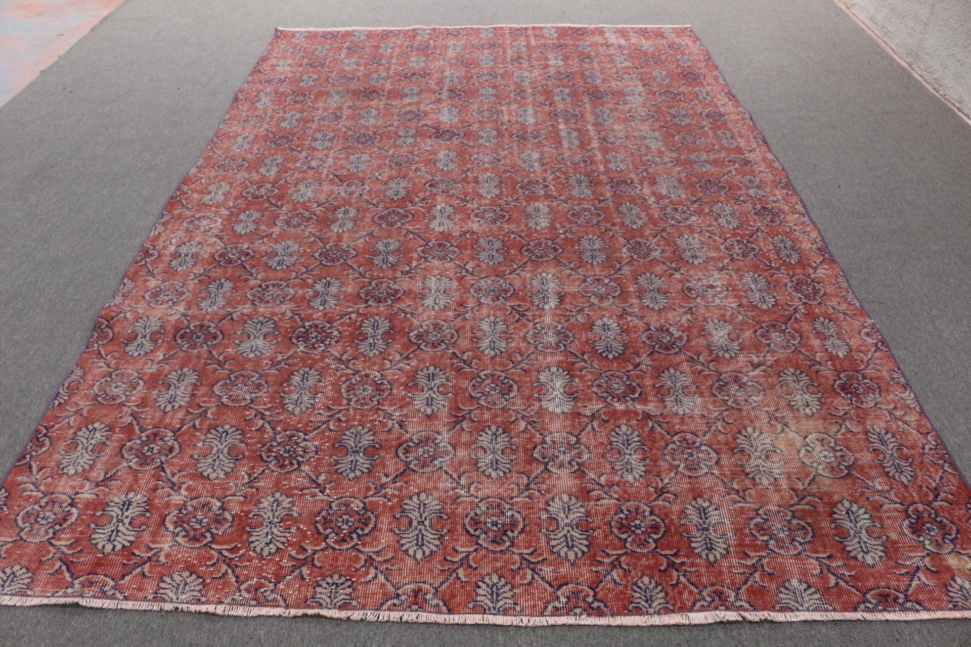 Dining Room Rug, Turkey Rugs, Antique Rugs, Turkish Rug, Vintage Rug, Saloon Rugs, Red Wool Rugs, 6.9x10.4 ft Oversize Rugs