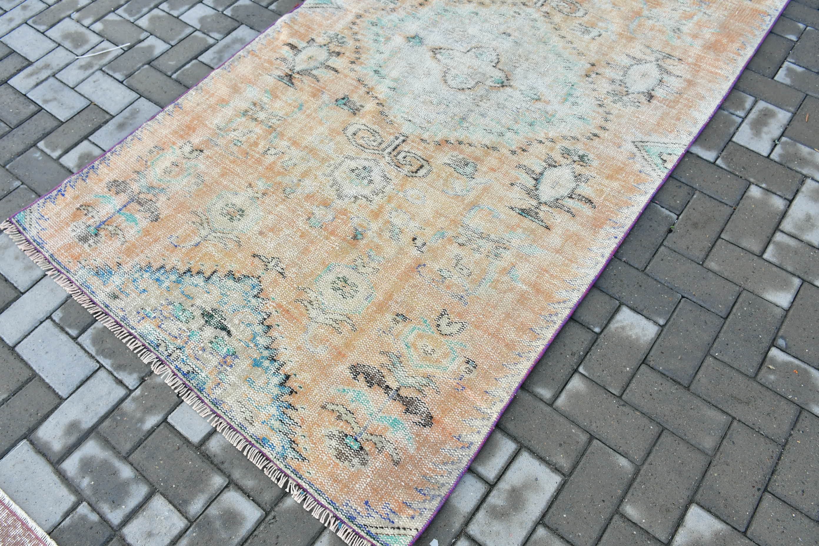 Oushak Rug, Turkish Rug, Bedroom Rug, Vintage Rug, Kitchen Rugs, Orange Cool Rug, Rugs for Floor, 4.1x8.1 ft Area Rugs, Nursery Rugs