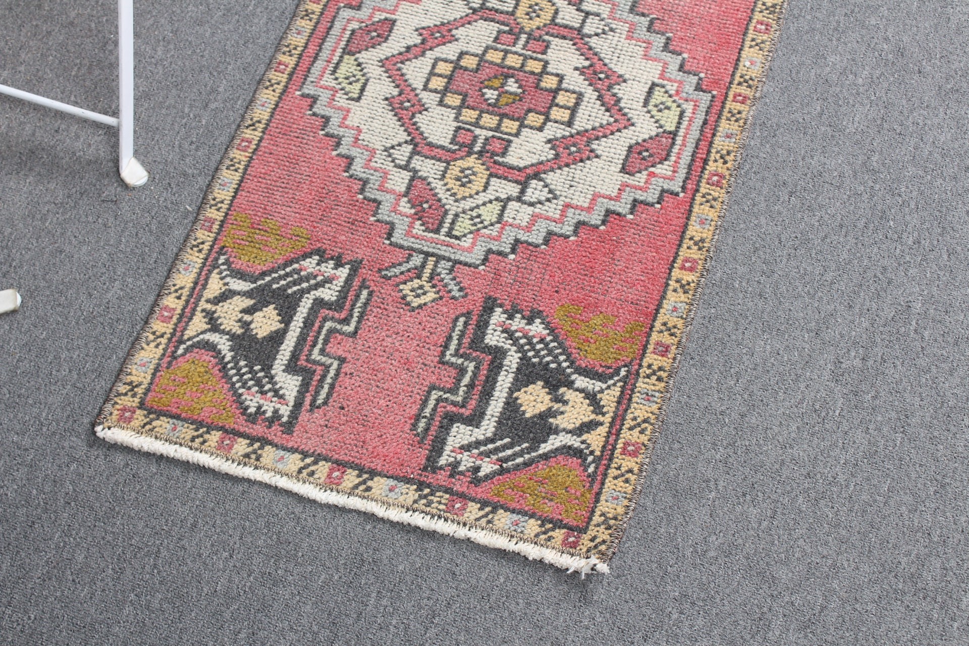 Door Mat Rug, Turkish Rugs, Rugs for Bathroom, Cool Rug, Kitchen Rug, 1.5x2.8 ft Small Rug, Pink Antique Rug, Vintage Rug, Bedroom Rug