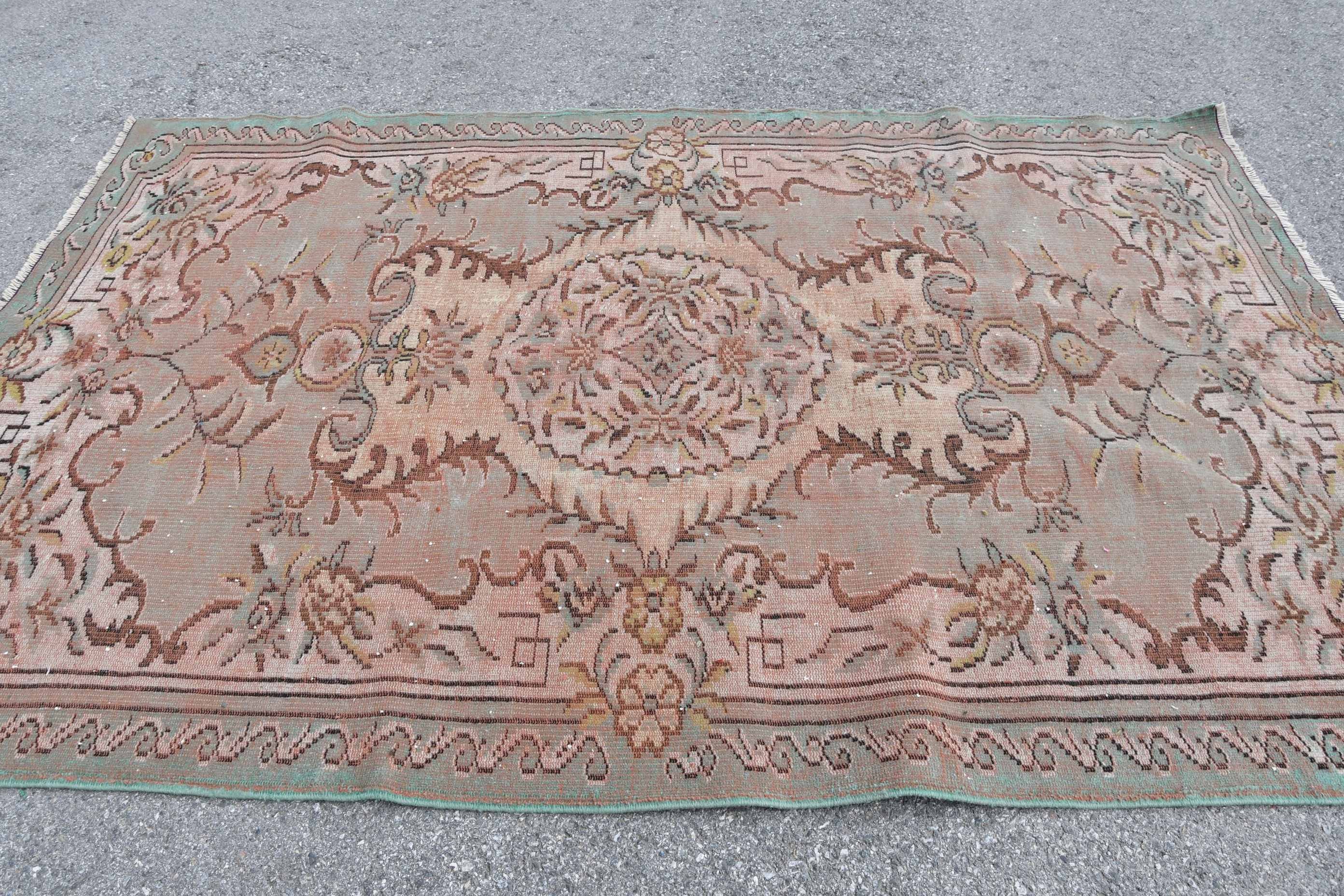 Vintage Halılar, Yeşil Fas Halıları, Pastel Halı, Oturma Odası Halıları, 5.6x8.7 ft Büyük Halı, Oushak Halıları, Türk Halıları, Mutfak Halısı, Salon Halısı