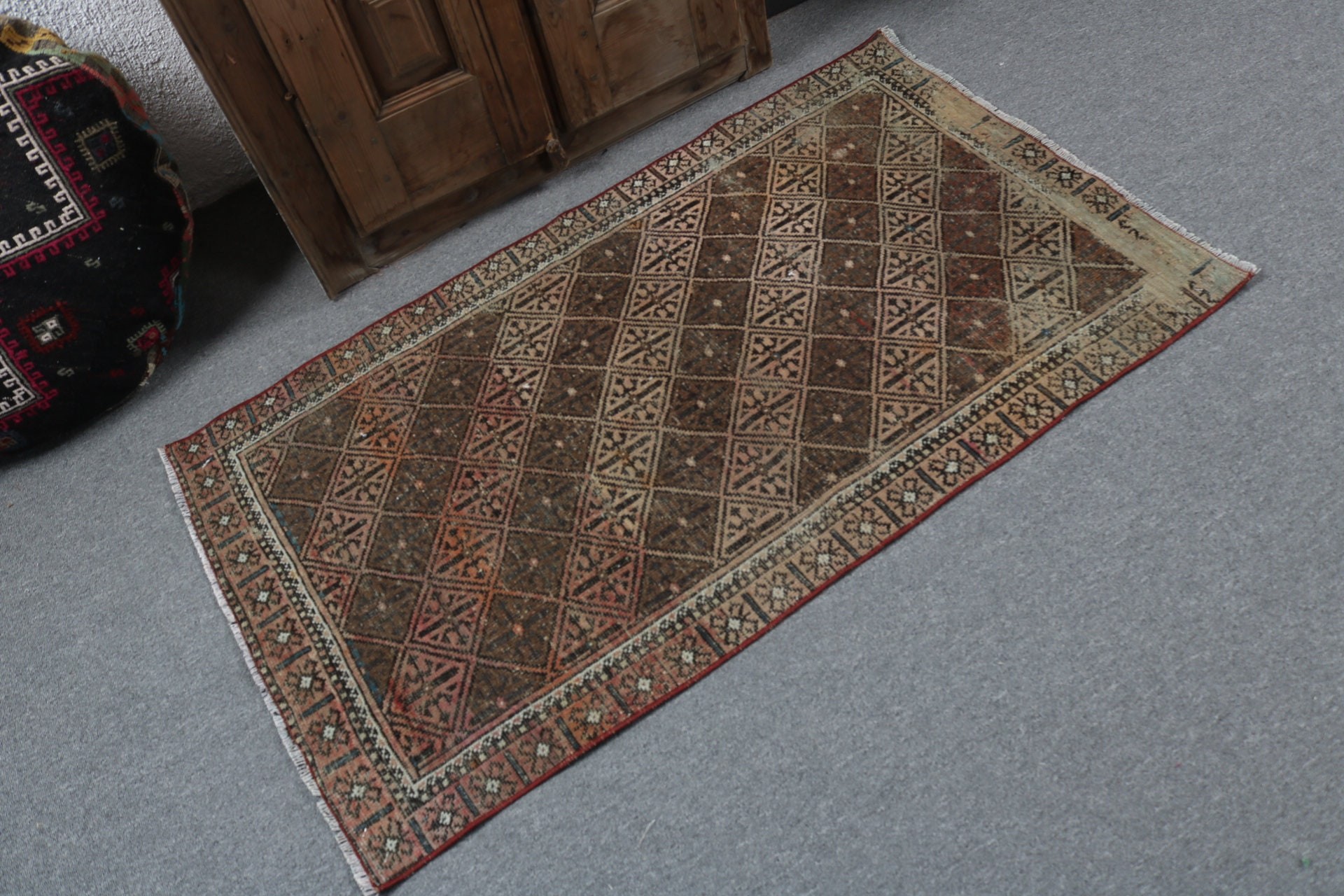 Kahverengi Ev Dekor Halıları, Duvara Asılı Halı, Küçük Boho Halı, 2,6x4,5 ft Küçük Halı, Türk Halısı, Havalı Halılar, Vintage Halı, Açıklama Halıları