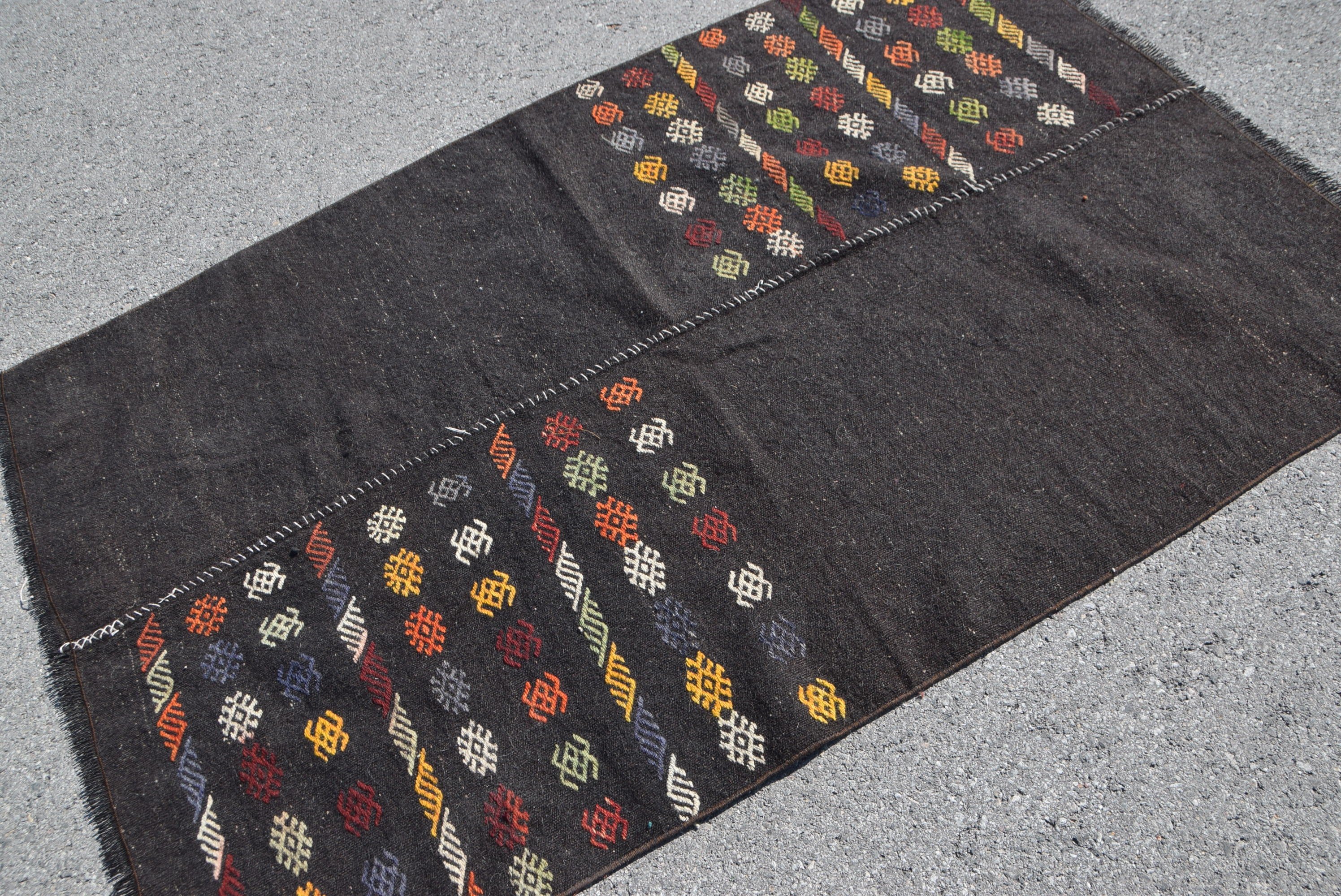 Yatak Odası Halısı, Oryantal Halı, Vintage Halılar, Kilim, Yurt Halısı, Antika Halı, Türk Halıları, Siyah Oushak Halısı, 4x6,1 ft Alan Halıları, Mutfak Halısı