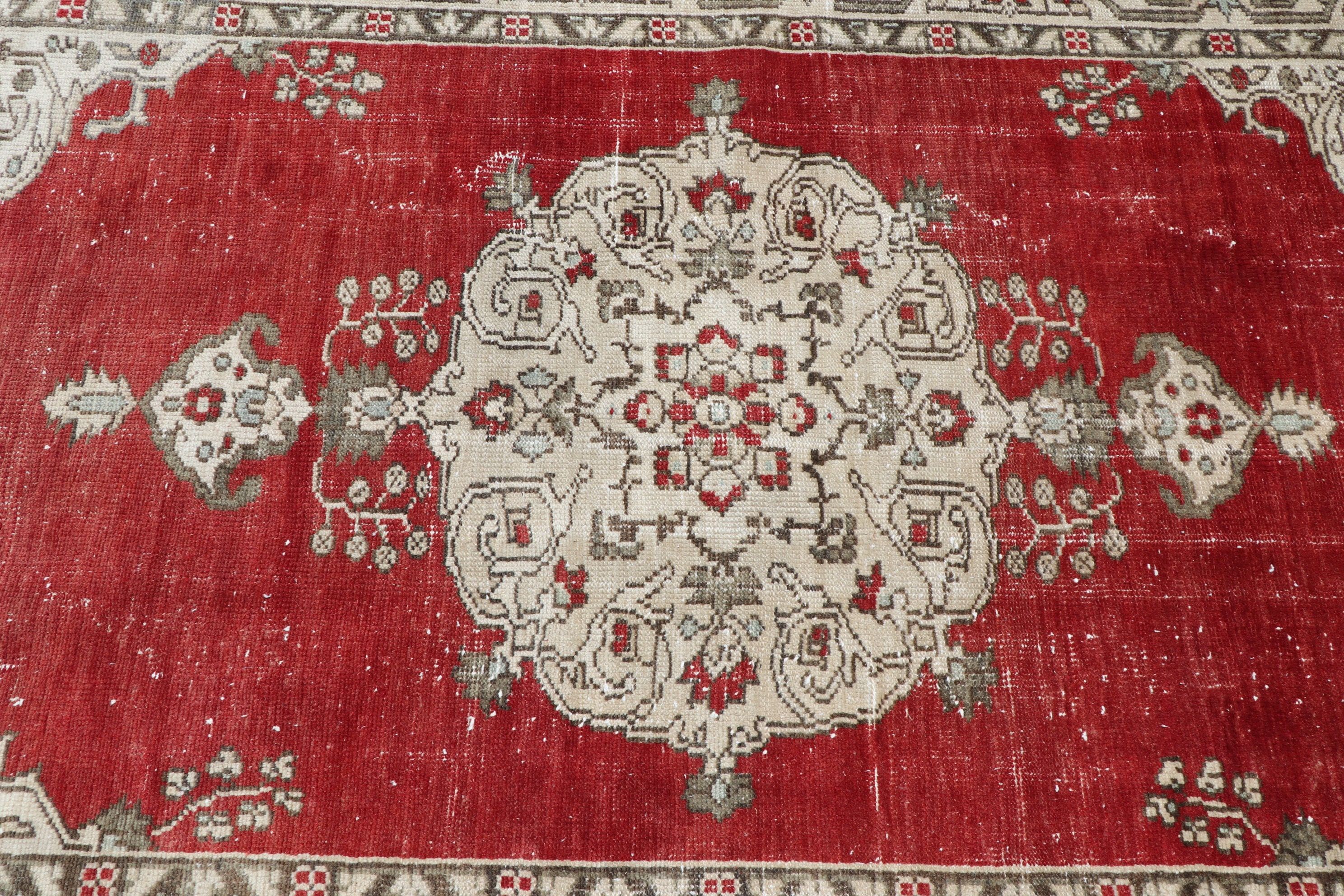 4.6x8.4 ft Area Rug, Red Antique Rugs, Dining Room Rug, Natural Rug, Kitchen Rugs, Turkish Rug, Oriental Rugs, Wool Rugs, Vintage Rug