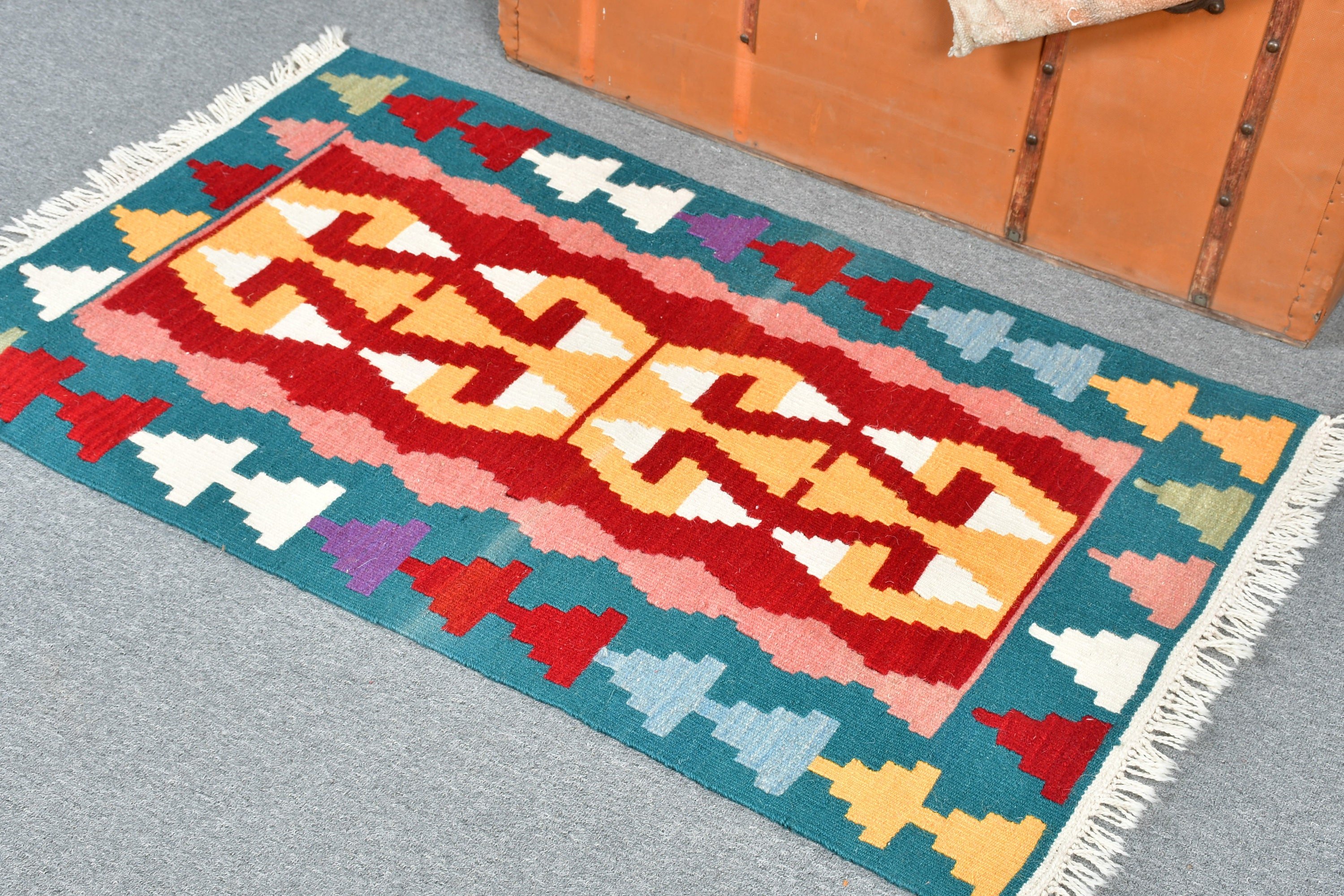 2.5x3.8 ft Küçük Halılar, Türk Halısı, Araba Paspas Halısı, Oushak Halısı, Kilim, Vintage Halı, Anadolu Halısı, Mavi Ev Dekor Halıları, Kapı Paspas Halıları