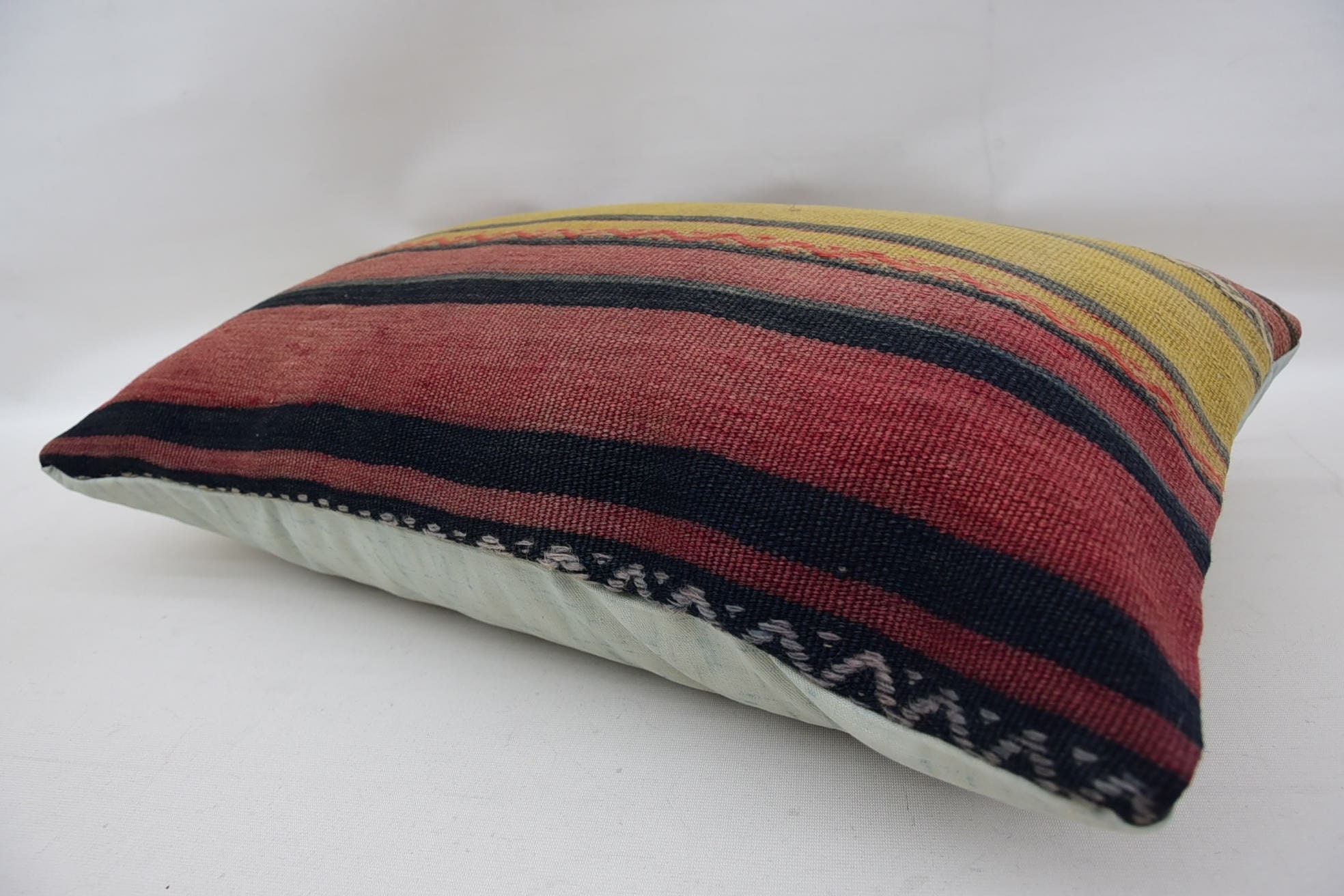 Sofa Cushion, Boho Pillow Sham Cover, Kilim Cushion Sham, Oriental Pillow Cover, Kilim Pillow, 16"x24" Red Pillow Sham
