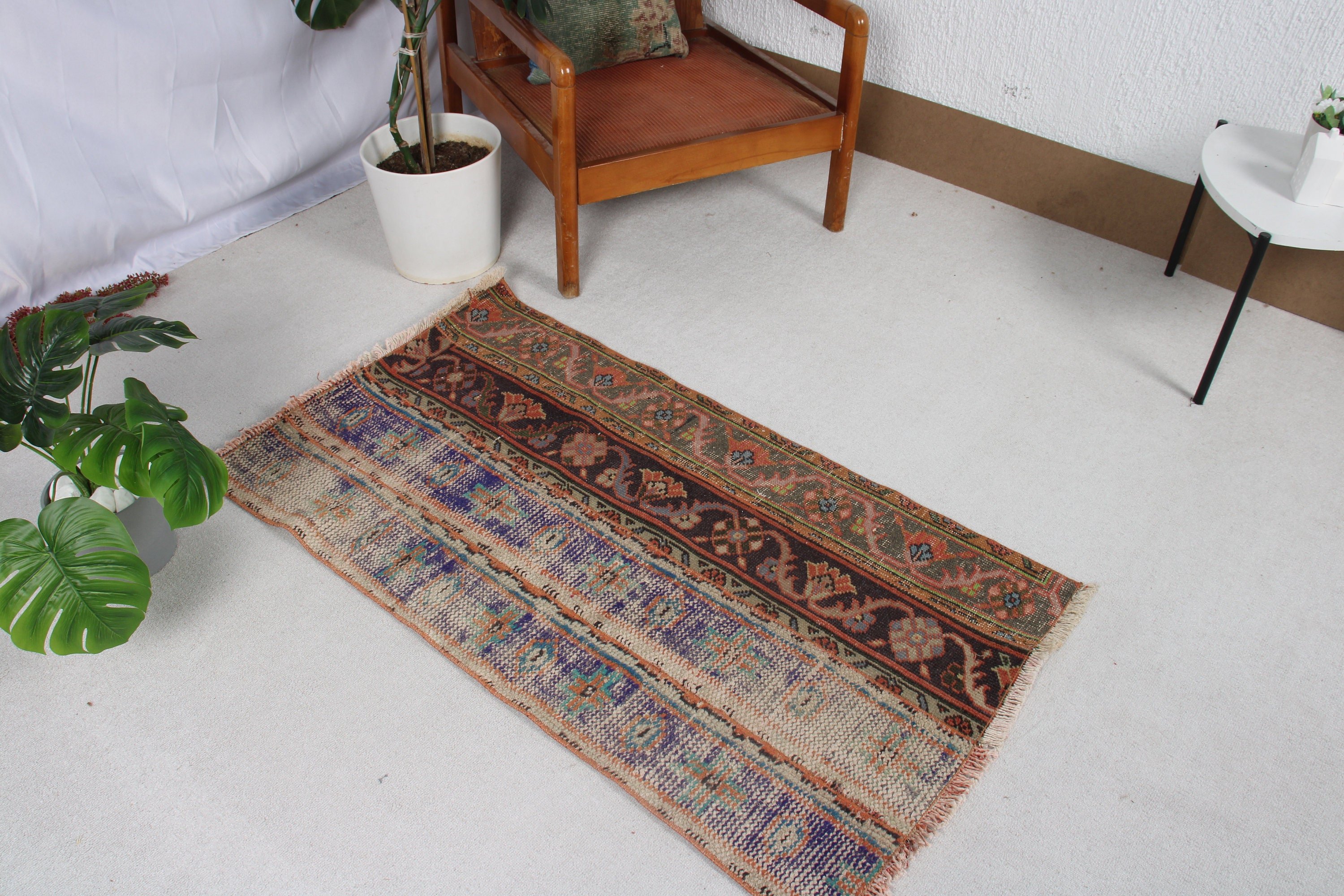 Bathroom Rug, Turkish Rugs, Blue Antique Rug, Geometric Rugs, Home Decor Rugs, 2.3x4.1 ft Small Rugs, Small Area Rugs, Vintage Rugs