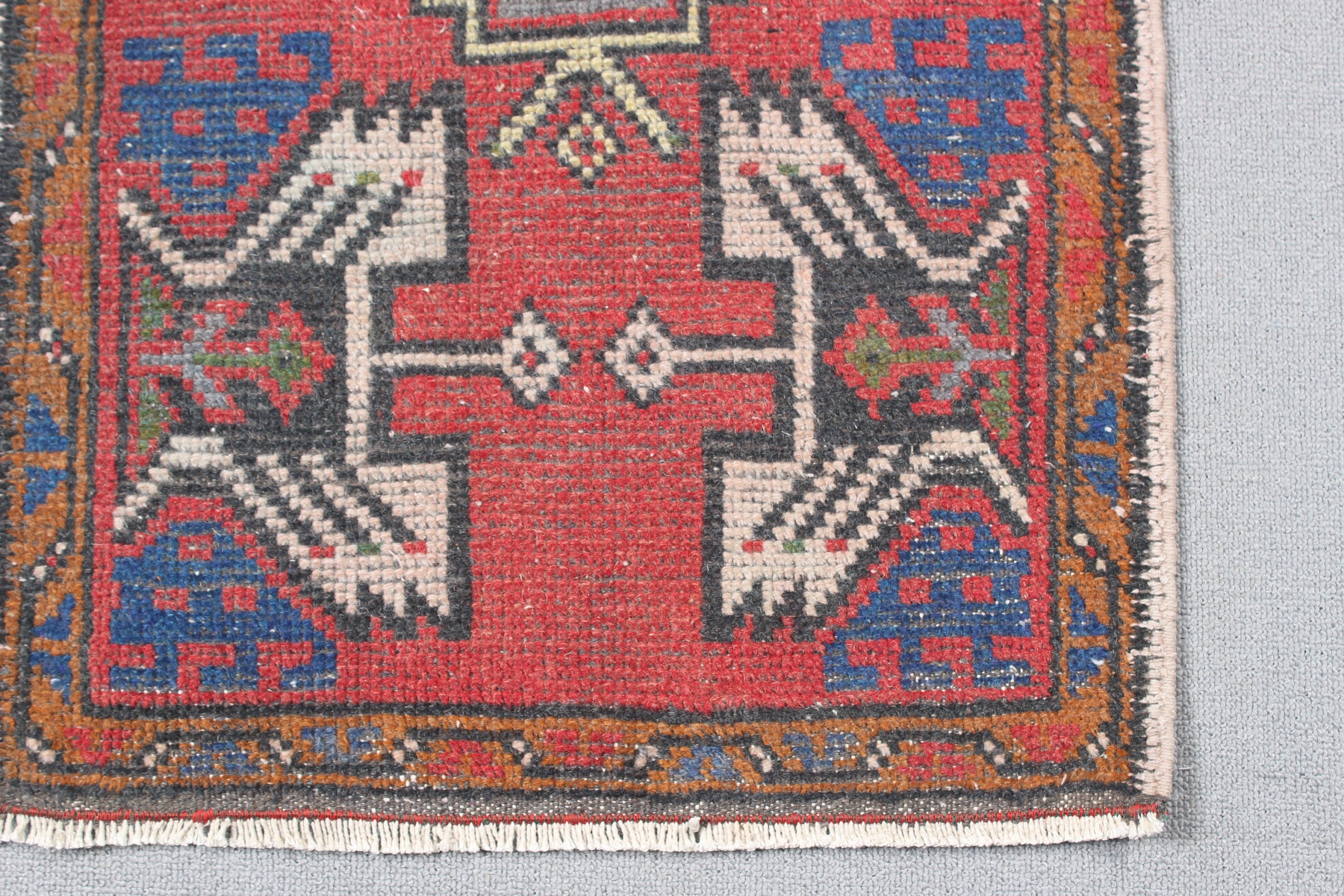 Entry Rugs, Turkish Rugs, 1.6x3.3 ft Small Rugs, Modern Rug, Vintage Rugs, Artistic Rugs, Red Kitchen Rugs, Small Area Rugs, Handwoven Rugs